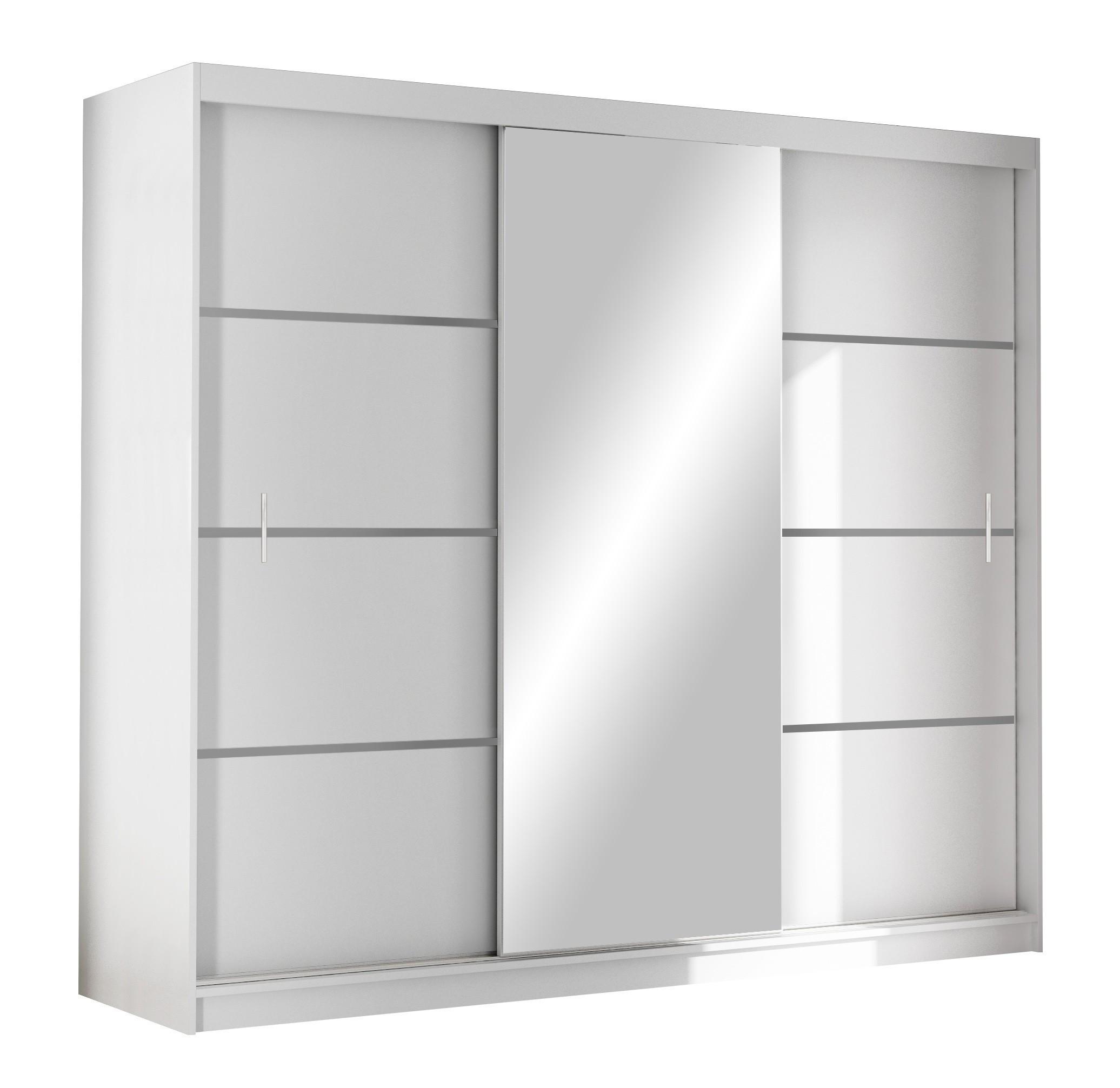 wohnli-moebel-suche-800001499907 Wohnli Möbelsuche - SCHWEBETÜRENSCHRANK NASUS 250/215/61 cm 3-türig mit Spiegel Weiß