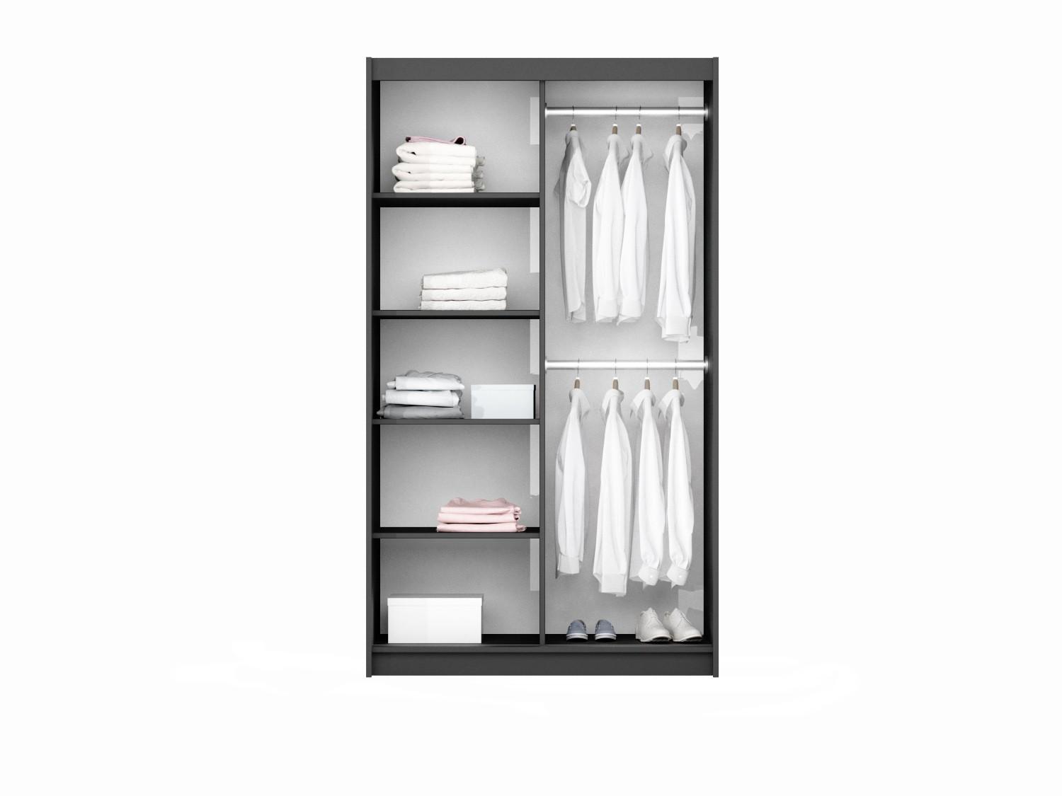 wohnli-moebel-suche-800001499916-1 SCHWEBETÜRENSCHRANK IVERN 122/215/65 cm 2-türig mit Spiegel Weiß Holzwerkstoff MASSENO Möbel > Schränke > Kleiderschränke > Schwebetürenschränke Weiß