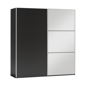 wohnli-moebel-suche-800001499919 Wohnli Möbelsuche - SCHWEBETÜRENSCHRANK IVERN 151/215/65 cm 2-türig mit Spiegel Schwarz