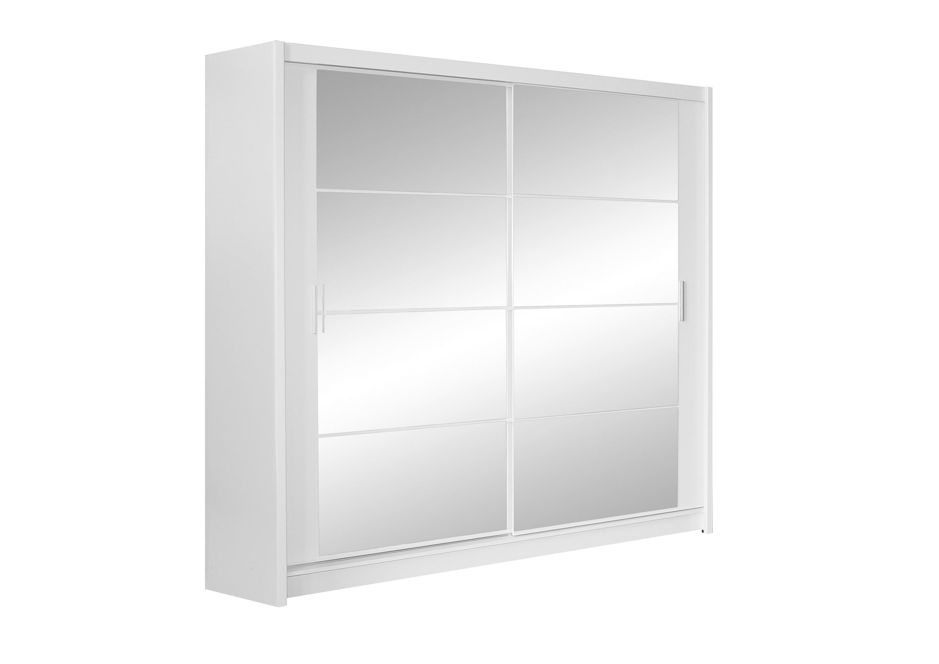 Wohnli Möbelsuche - SCHWEBETÜRENSCHRANK KAYN 203/215/61 cm 2-türig mit Spiegel Weiß