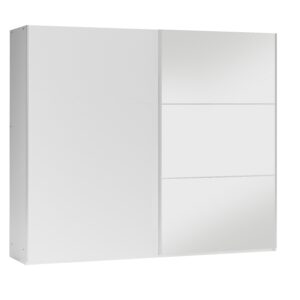 wohnli-moebel-suche-800001499934 Wohnli Möbelsuche - SCHWEBETÜRENSCHRANK IVERN 250/215/65 cm 2-türig mit Spiegel Weiß