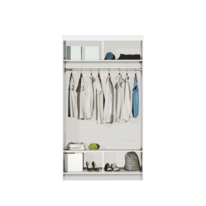 wohnli-moebel-suche-800001499938-1 SCHWEBETÜRENSCHRANK NAMI 120/215/61 cm 2-türig mit Spiegel Schwarz Holzwerkstoff MASSENO Möbel > Schränke > Kleiderschränke > Schwebetürenschränke Schwarz