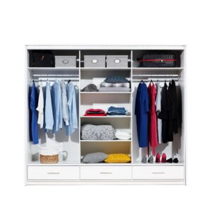 wohnli-moebel-suche-800001499940-1 SCHWEBETÜRENSCHRANK SENNA 255/222/61 cm 3-türig mit Spiegel Schwarz Holzwerkstoff MASSENO Möbel > Schränke > Kleiderschränke > Schwebetürenschränke Schwarz