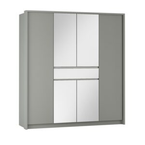 wohnli-moebel-suche-800001499960 Wohnli Möbelsuche - SCHWEBETÜRENSCHRANK RUMBLE 200/217/65 cm 3-türig mit Spiegel Grau