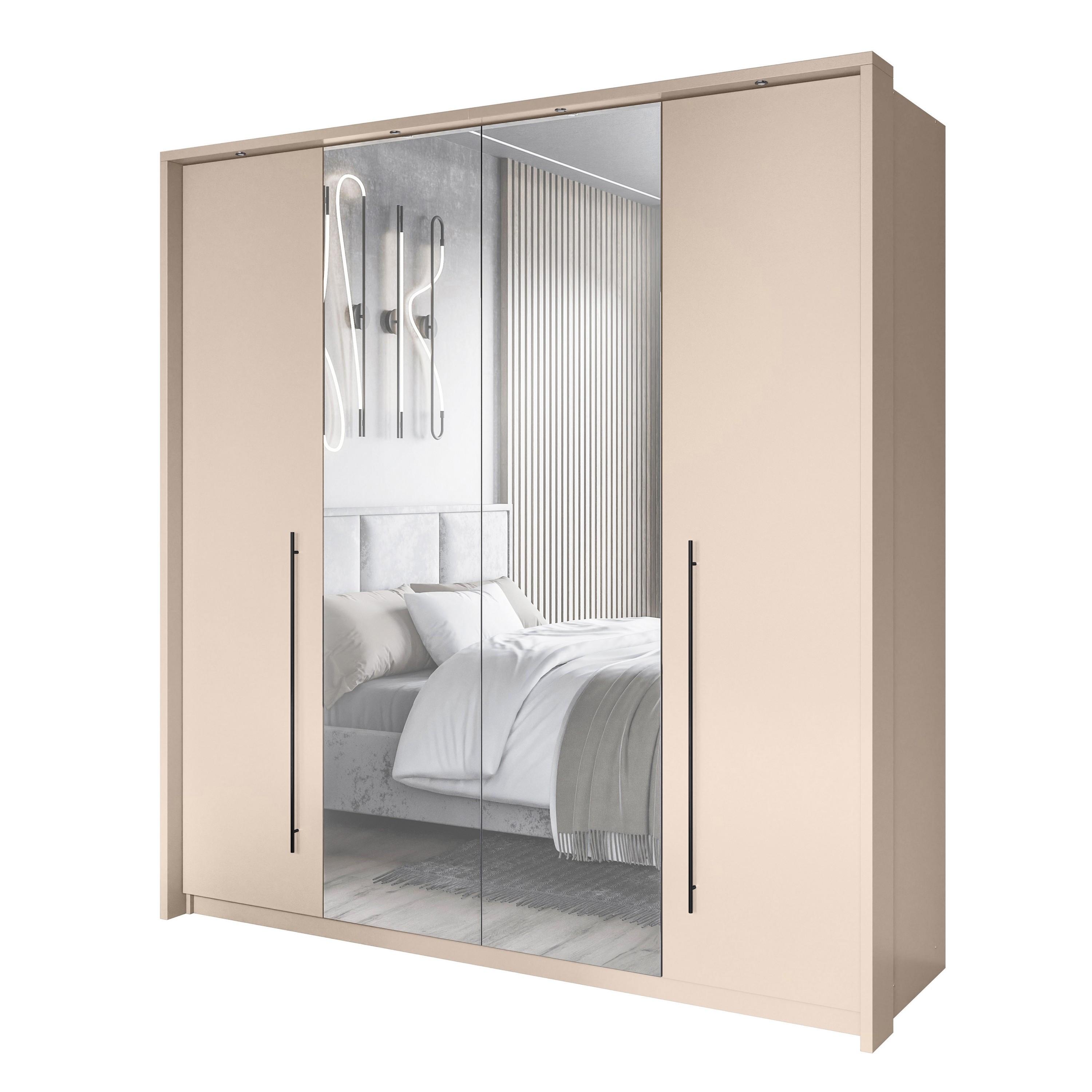 Wohnli Möbelsuche - SCHWEBETÜRENSCHRANK MUNDO 209/219/65 cm 2-türig mit Spiegel Beige
