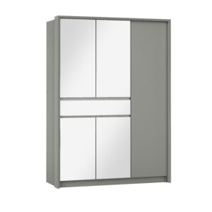 wohnli-moebel-suche-800001499966 Wohnli Möbelsuche - SCHWEBETÜRENSCHRANK RUMBLE 151/217/65 cm 2-türig mit Spiegel Grau