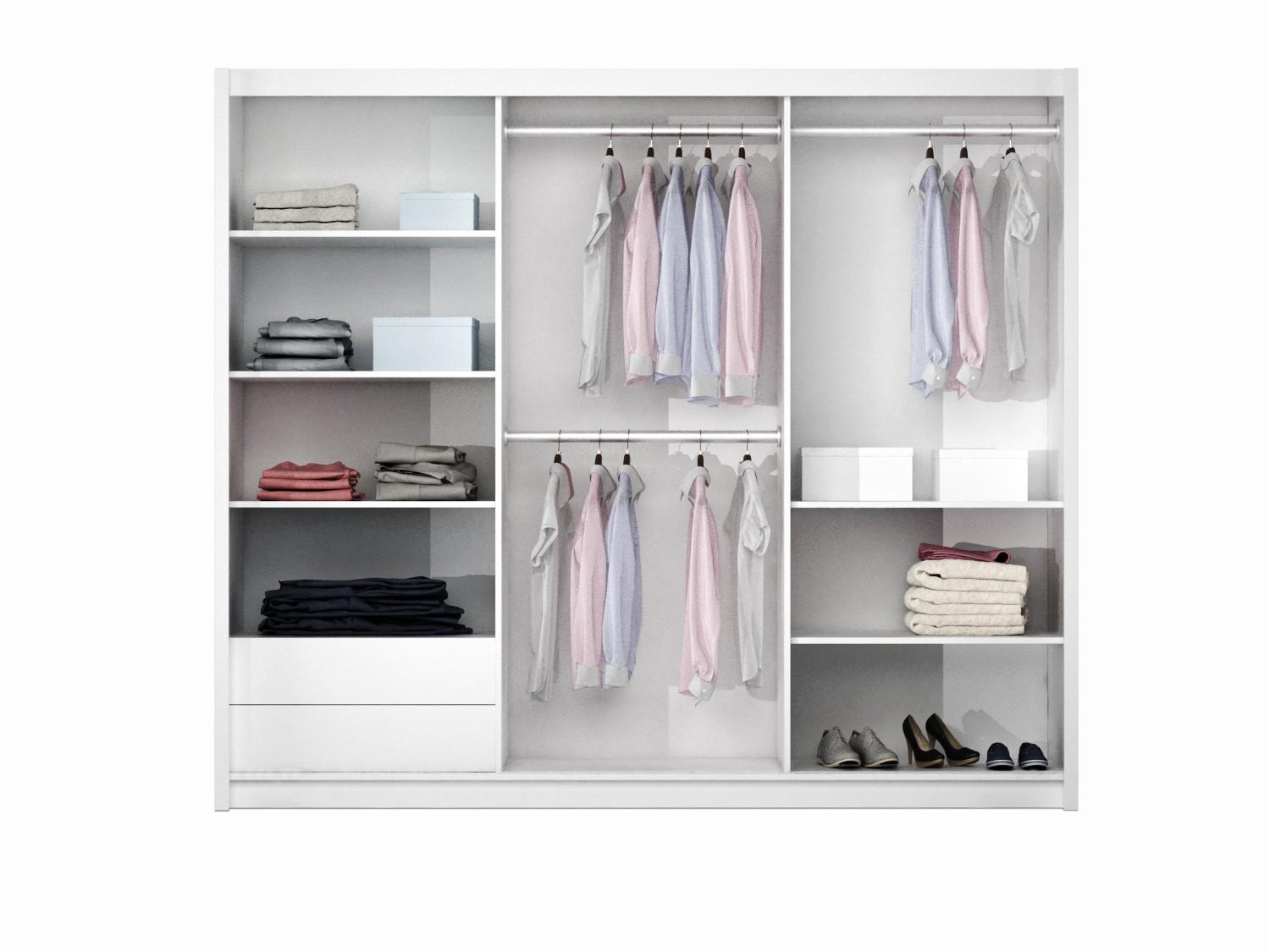 wohnli-moebel-suche-800001499968-1 SCHWEBETÜRENSCHRANK IVERN 250/215/65 cm 2-türig mit Spiegel Beige Holzwerkstoff MASSENO Möbel > Schränke > Kleiderschränke > Schwebetürenschränke Beige