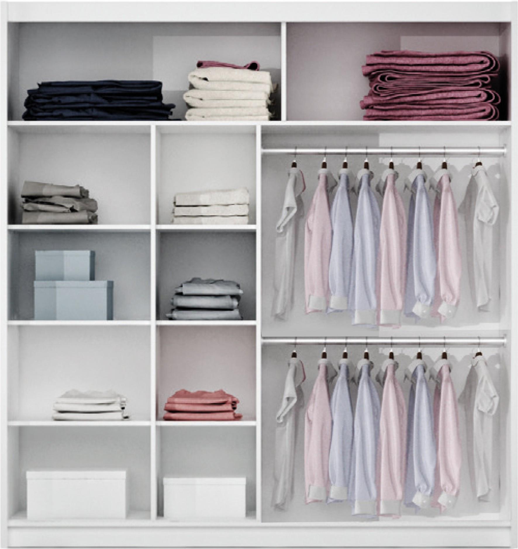 wohnli-moebel-suche-800001499969-1 SCHWEBETÜRENSCHRANK KAYLE 203/215/61 cm 2-türig mit Spiegel Schwarz Holzwerkstoff MASSENO Möbel > Schränke > Kleiderschränke > Schwebetürenschränke Schwarz
