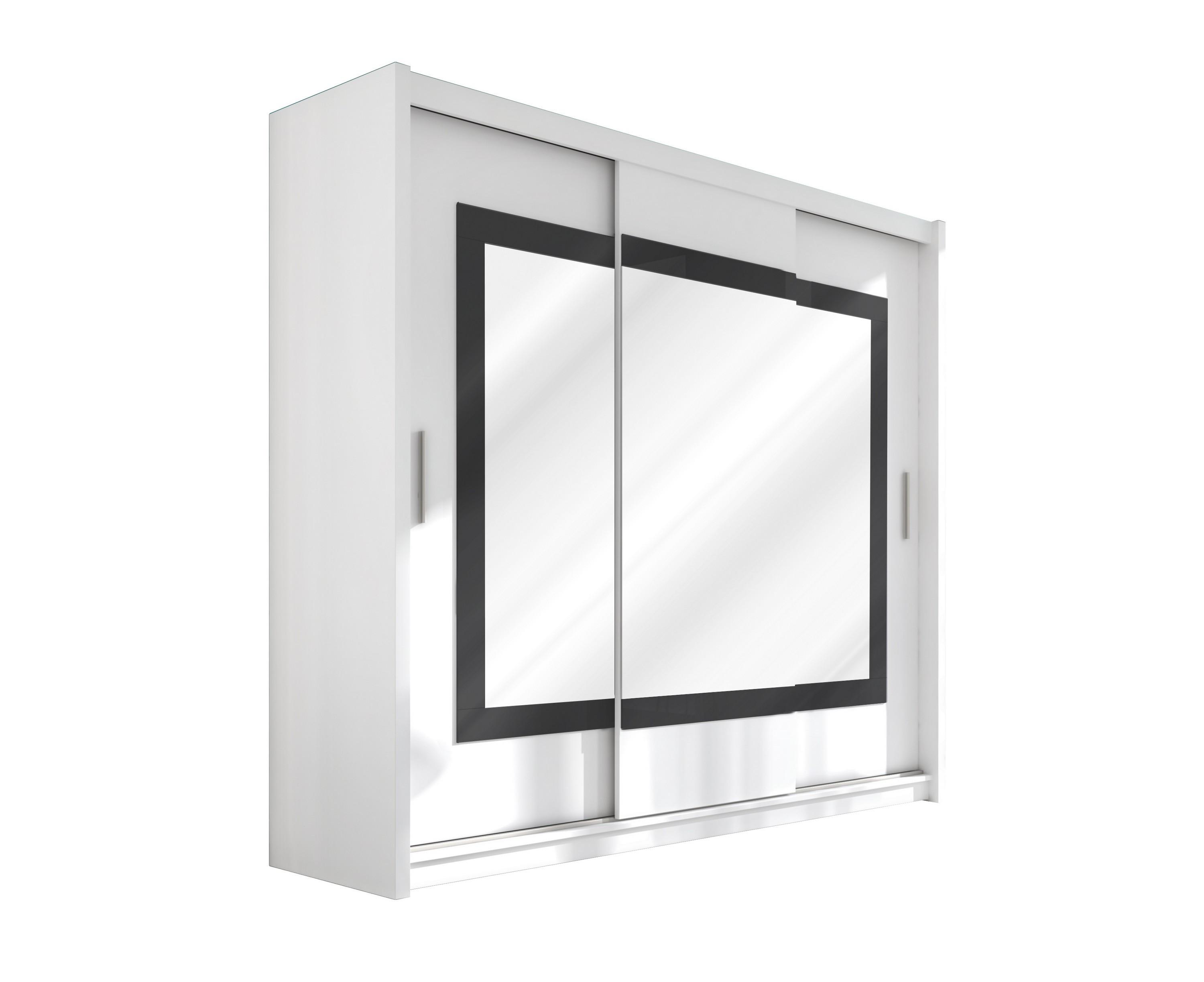 Wohnli Möbelsuche - SCHWEBETÜRENSCHRANK KENNEN 250/215/61 cm 3-türig mit Spiegel Weiß