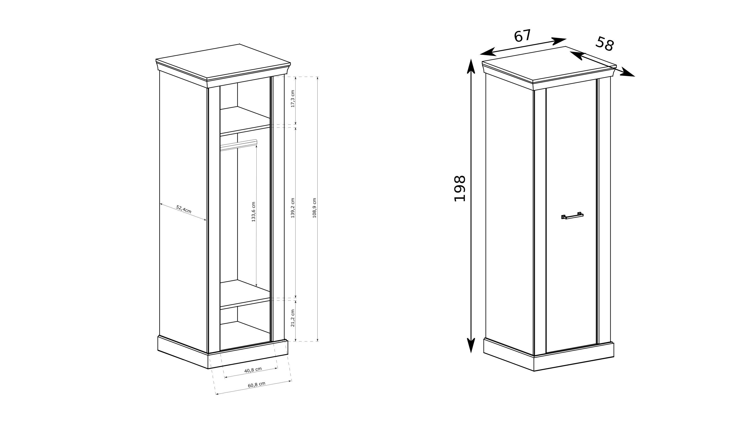 wohnli-moebel-suche-800001500588-1 DREHTÜRENSCHRANK DESIO 67/198/58 cm 1-türig Braun Holzwerkstoff MASSENO Möbel > Schränke > Kleiderschränke > Drehtürenschränke Braun