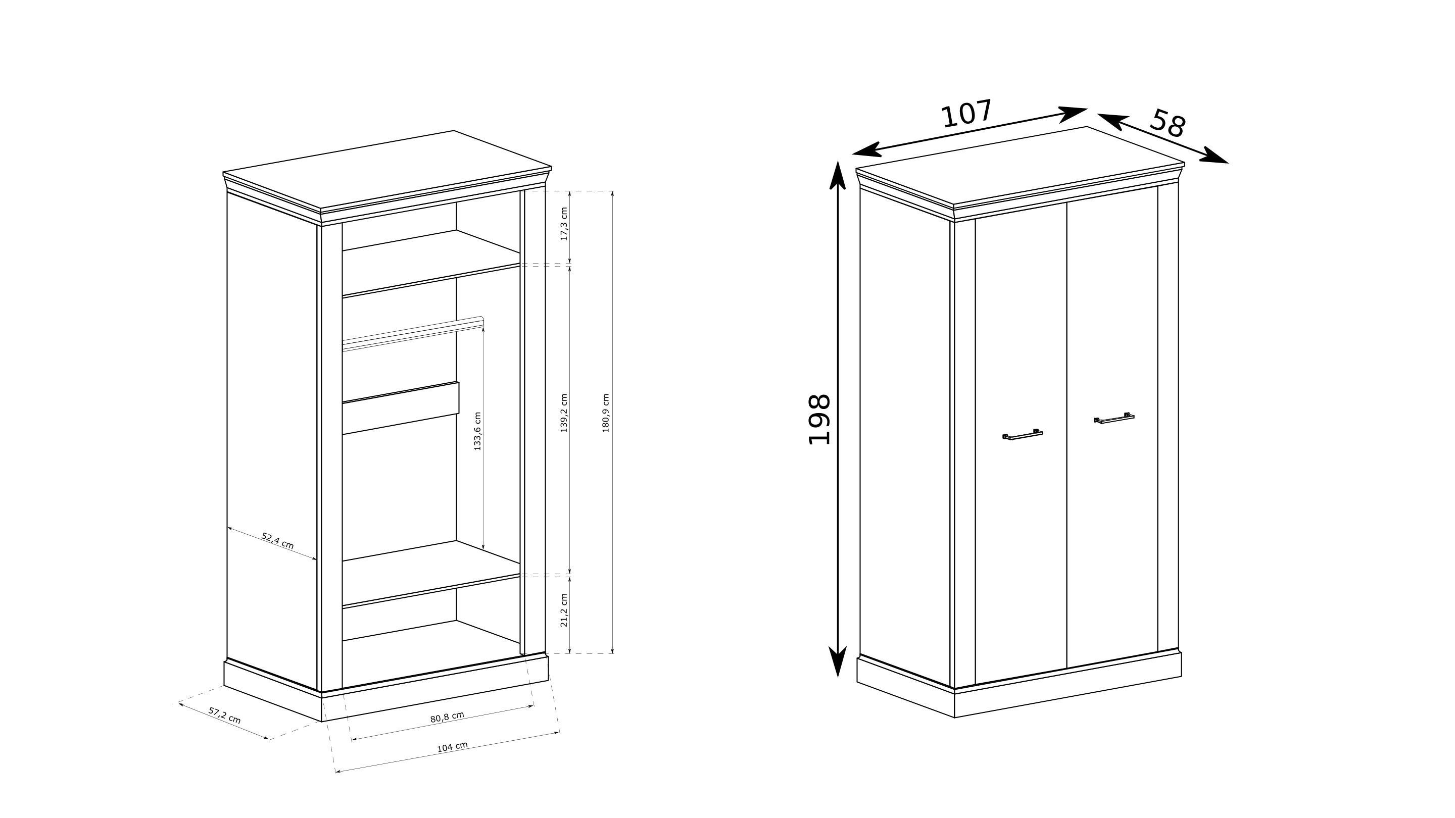 wohnli-moebel-suche-800001500624-1 DREHTÜRENSCHRANK DESIO 107/198/58 cm 2-türig Braun Holzwerkstoff MASSENO Möbel > Schränke > Kleiderschränke > Drehtürenschränke Braun