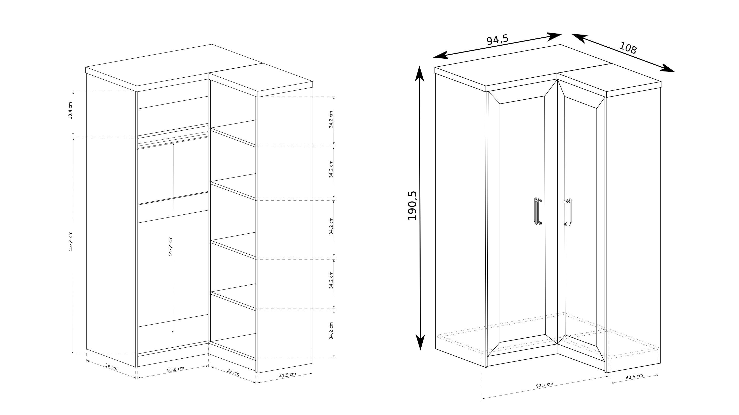 DREHTÜRENSCHRANK UDINE 110/190/57 cm 2-türig Braun Holzwerkstoff MASSENO Möbel > Schränke > Kleiderschränke > Drehtürenschränke Braun