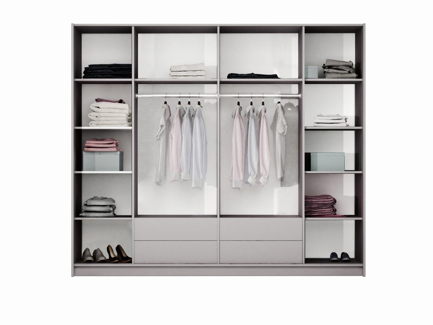 DREHTÜRENSCHRANK QUINN 255/219/65 cm 2-türig mit Spiegel Weiß Holzwerkstoff MASSENO Möbel > Schränke > Kleiderschränke > Drehtürenschränke Weiß