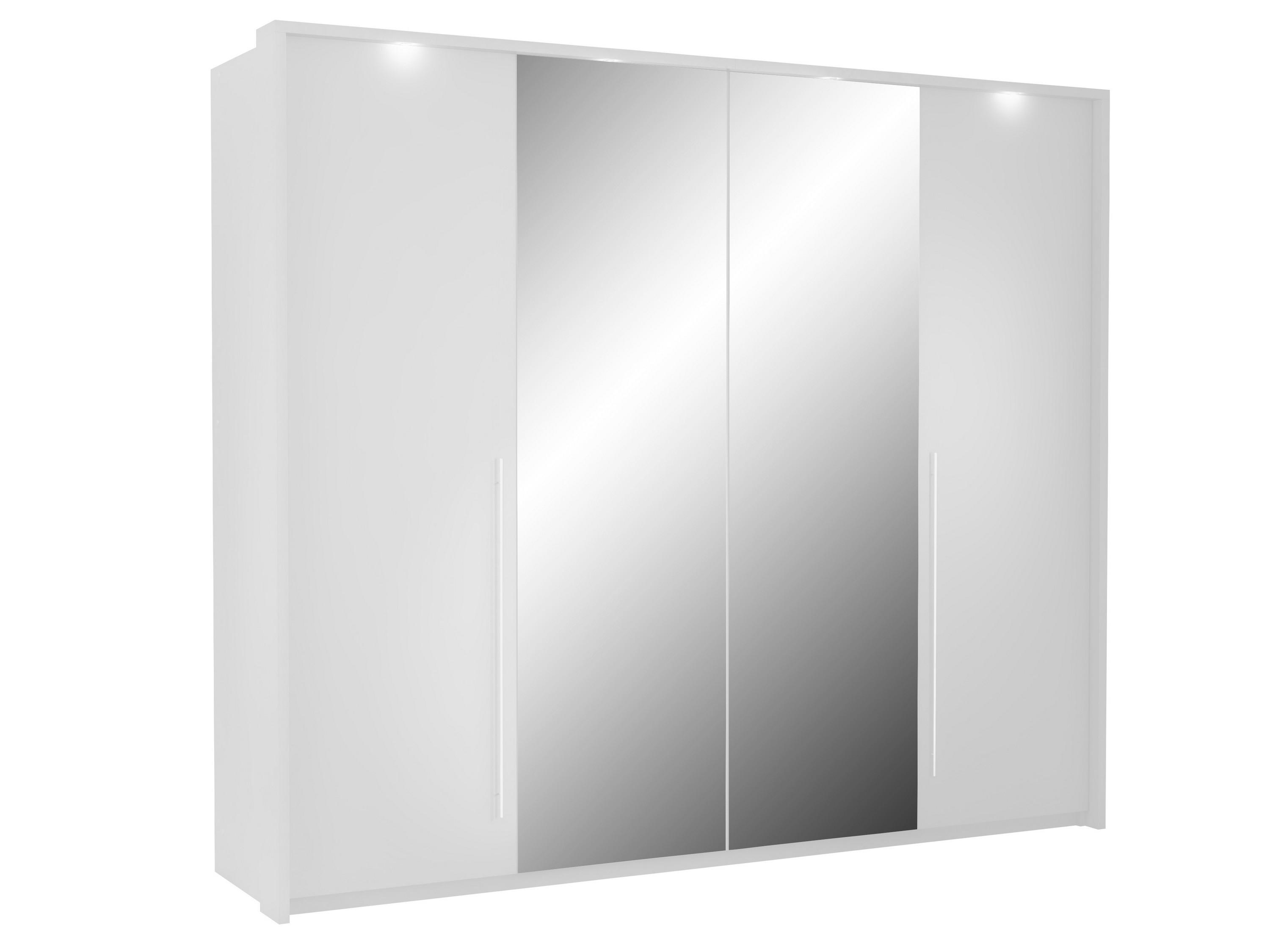 Wohnli Möbelsuche - DREHTÜRENSCHRANK QUINN 255/219/65 cm 2-türig mit Spiegel Weiß