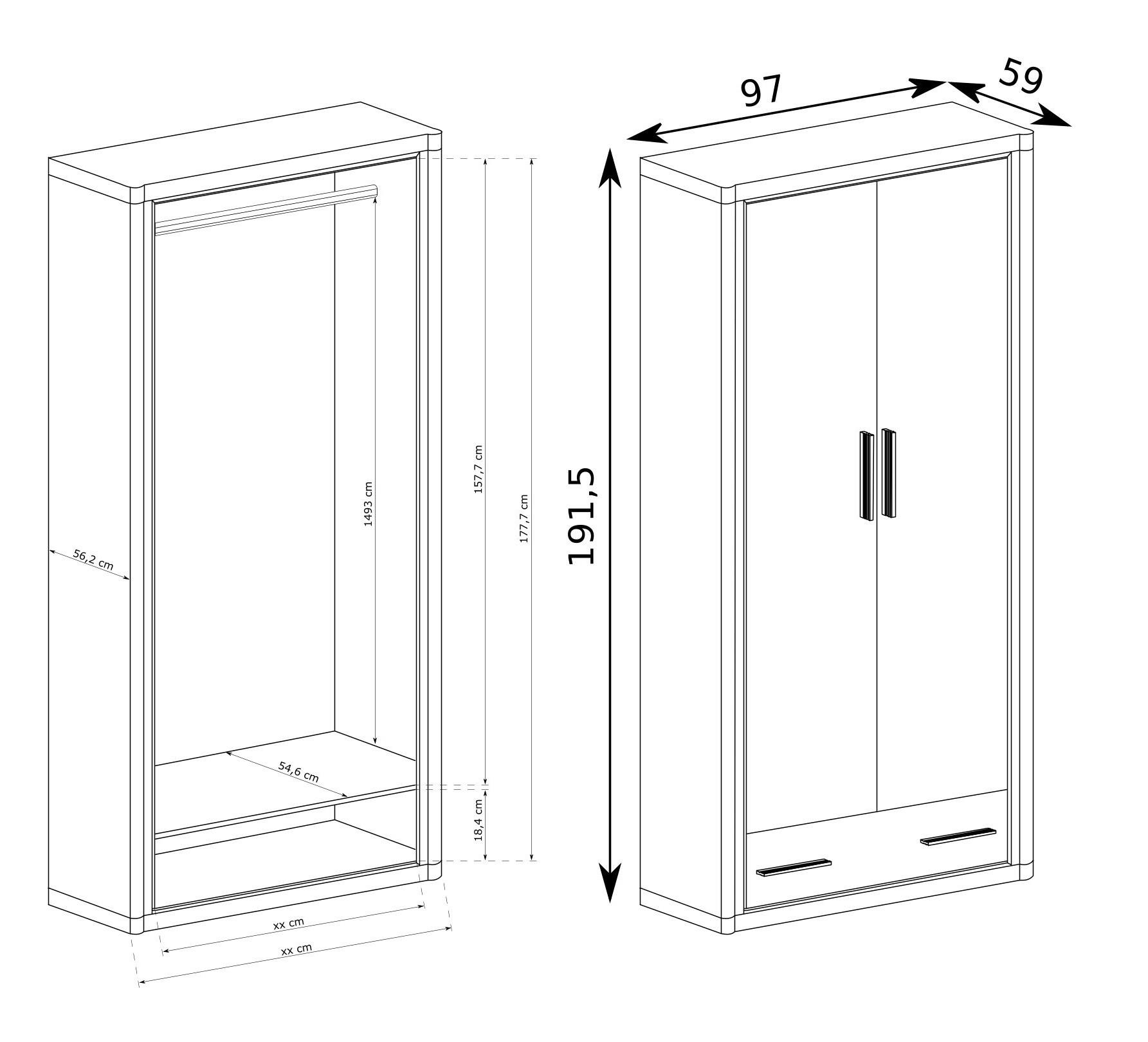 wohnli-moebel-suche-800001500658-1 DREHTÜRENSCHRANK MALAGA 97/192/90 cm 2-türig Braun Holzwerkstoff MASSENO Möbel > Schränke > Kleiderschränke > Drehtürenschränke Braun