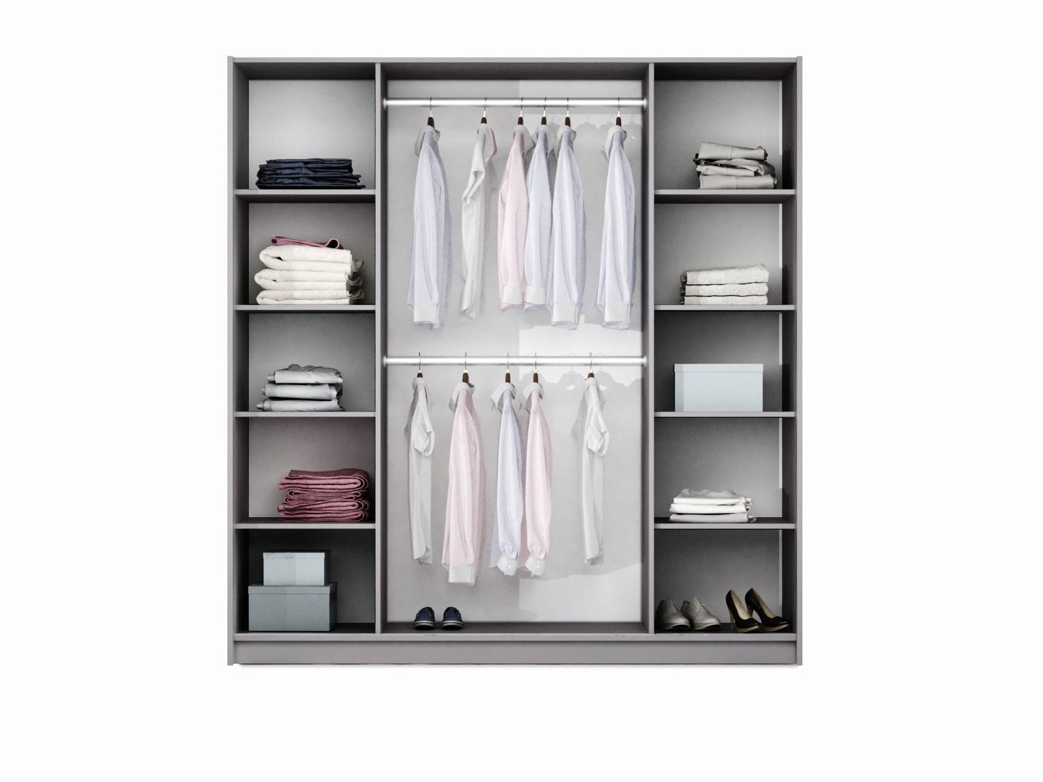DREHTÜRENSCHRANK QUINN 209/219/65 cm 2-türig mit Spiegel Braun Holzwerkstoff MASSENO Möbel > Schränke > Kleiderschränke > Drehtürenschränke Braun