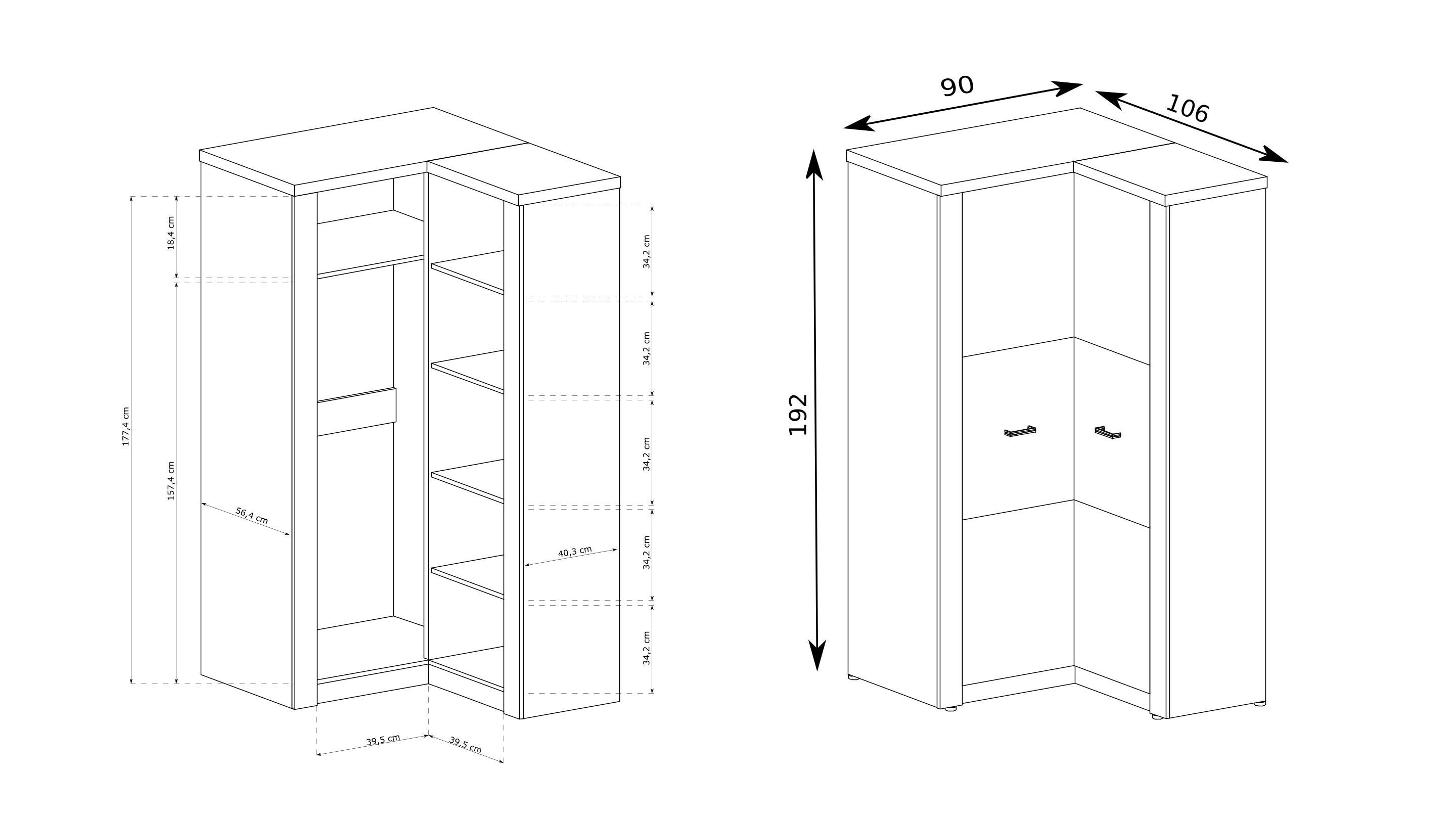 DREHTÜRENSCHRANK ZERI 106/192/58 cm 2-türig Braun Holzwerkstoff MASSENO Möbel > Schränke > Kleiderschränke > Drehtürenschränke Braun