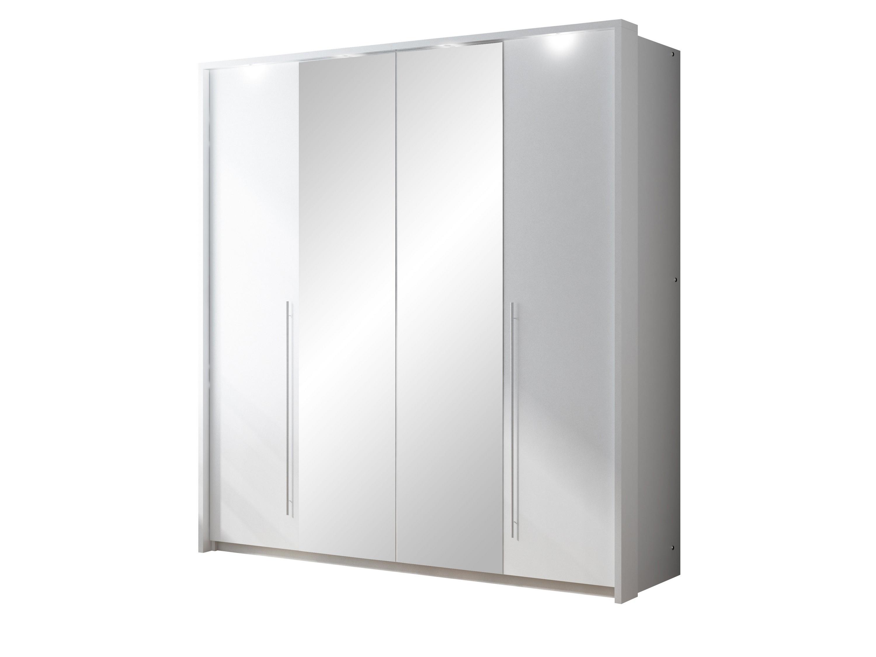 Wohnli Möbelsuche - DREHTÜRENSCHRANK QUINN 209/219/65 cm 2-türig mit Spiegel Weiß