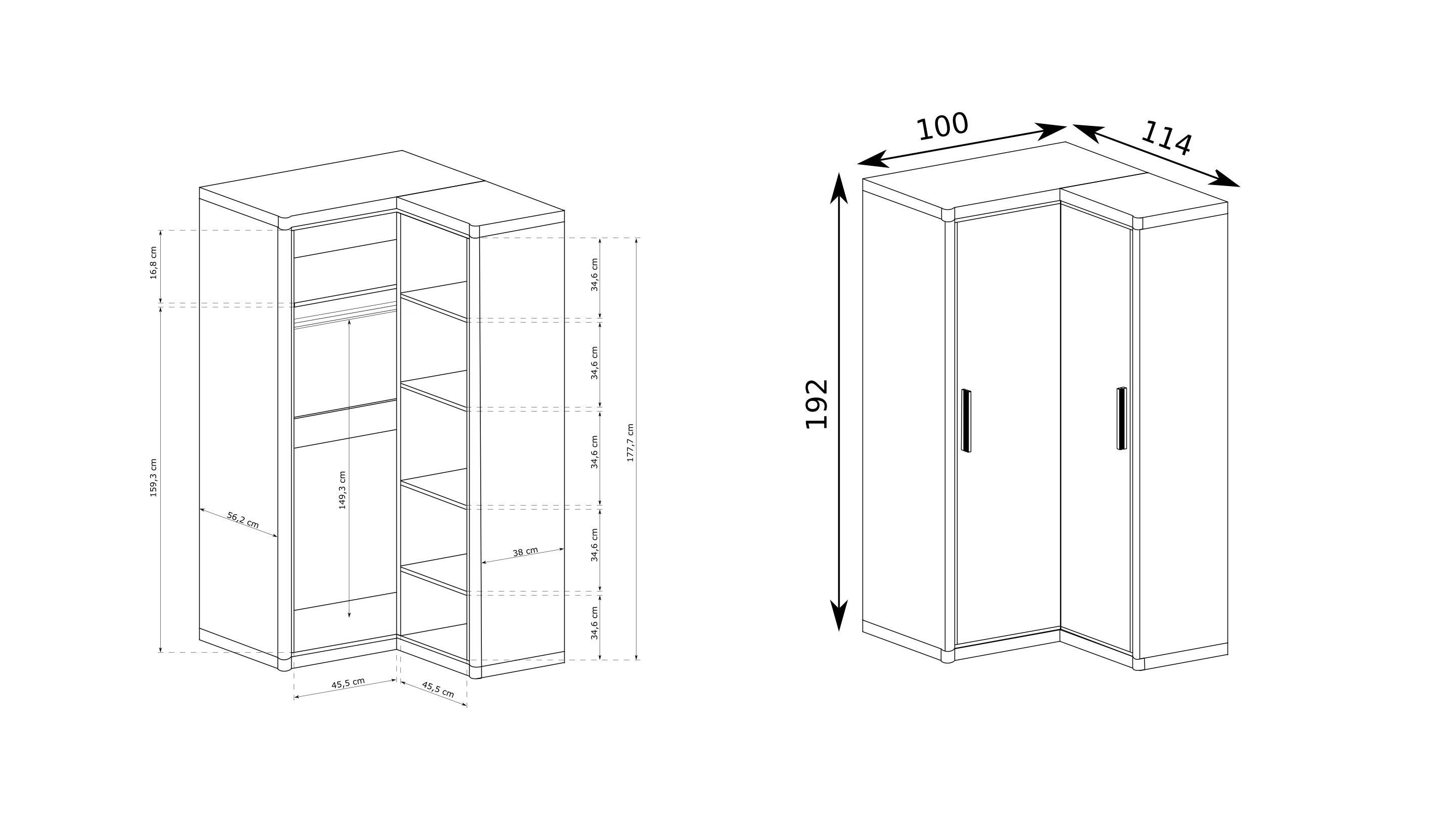 wohnli-moebel-suche-800001500716-1 DREHTÜRENSCHRANK MALAGA 100/192/58 cm 2-türig Braun Holzwerkstoff MASSENO Möbel > Schränke > Kleiderschränke > Drehtürenschränke Braun