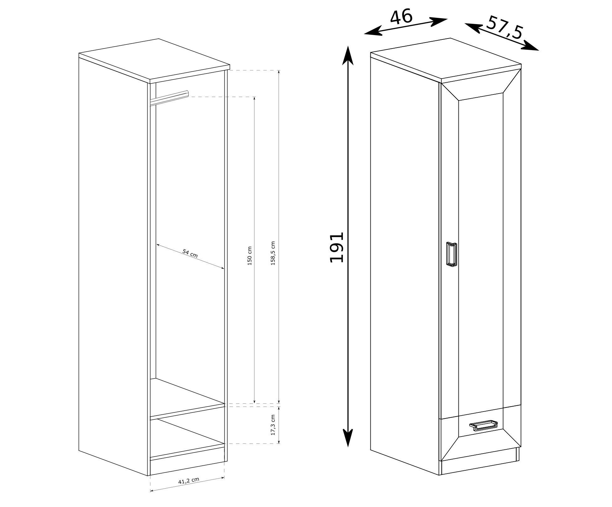 wohnli-moebel-suche-800001500728-1 DREHTÜRENSCHRANK UDINE 46/190/57 cm 1-türig Braun Holzwerkstoff MASSENO Möbel > Schränke > Kleiderschränke > Drehtürenschränke Braun