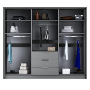 DREHTÜRENSCHRANK SHACO 255/217/65 cm 6-türig Weiß Holzwerkstoff MASSENO Möbel > Schränke > Kleiderschränke > Drehtürenschränke Weiß