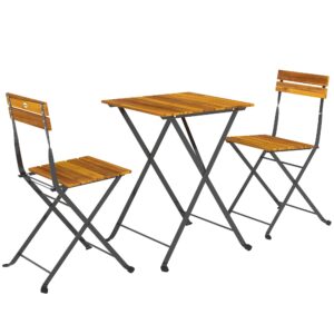 Wohnli Möbelsuche - BISTROTISCH-MIT-2-STÜHLEN 3er Set Akazienholz Stahl Teak