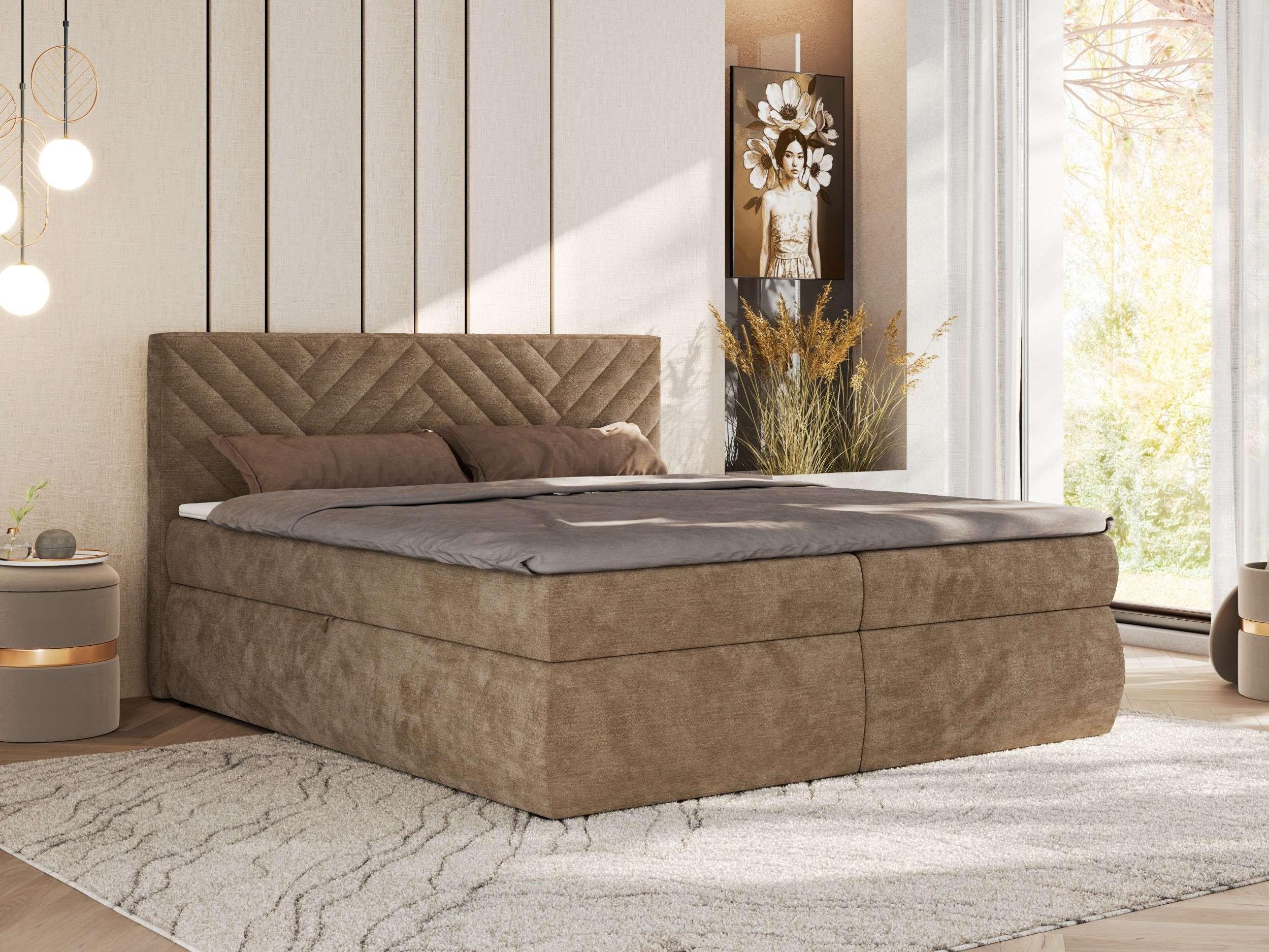 wohnli-moebel-suche-800001511825-1 BOXBETT AVERTA 140/200 - Braun Schenille glatt - H3 Textil MKS Möbel > Betten > Boxspringbetten Braun