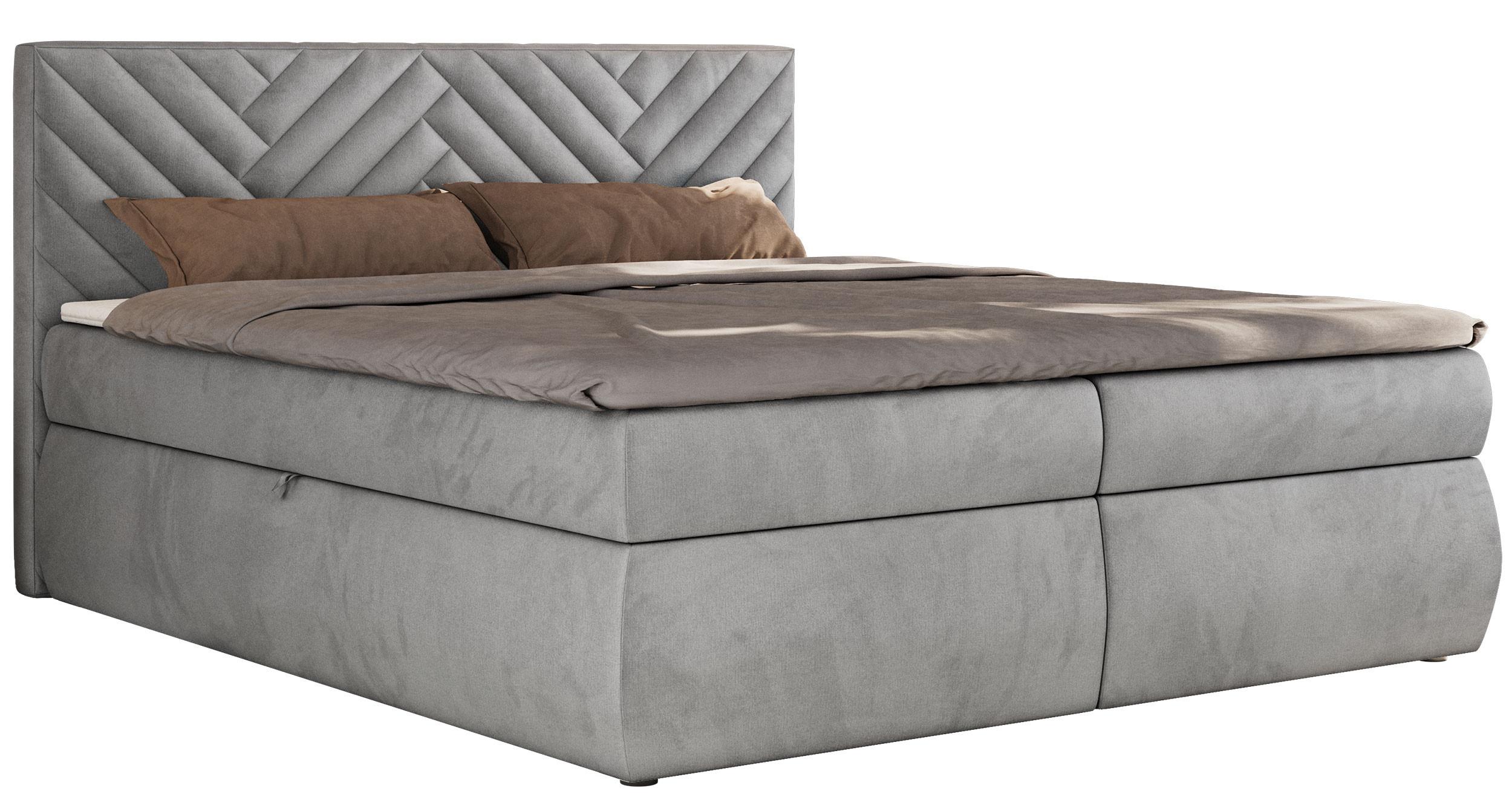 Wohnli Möbelsuche - BOXBETT AVERTA 180/200 - Hellgrau Velvet - H4