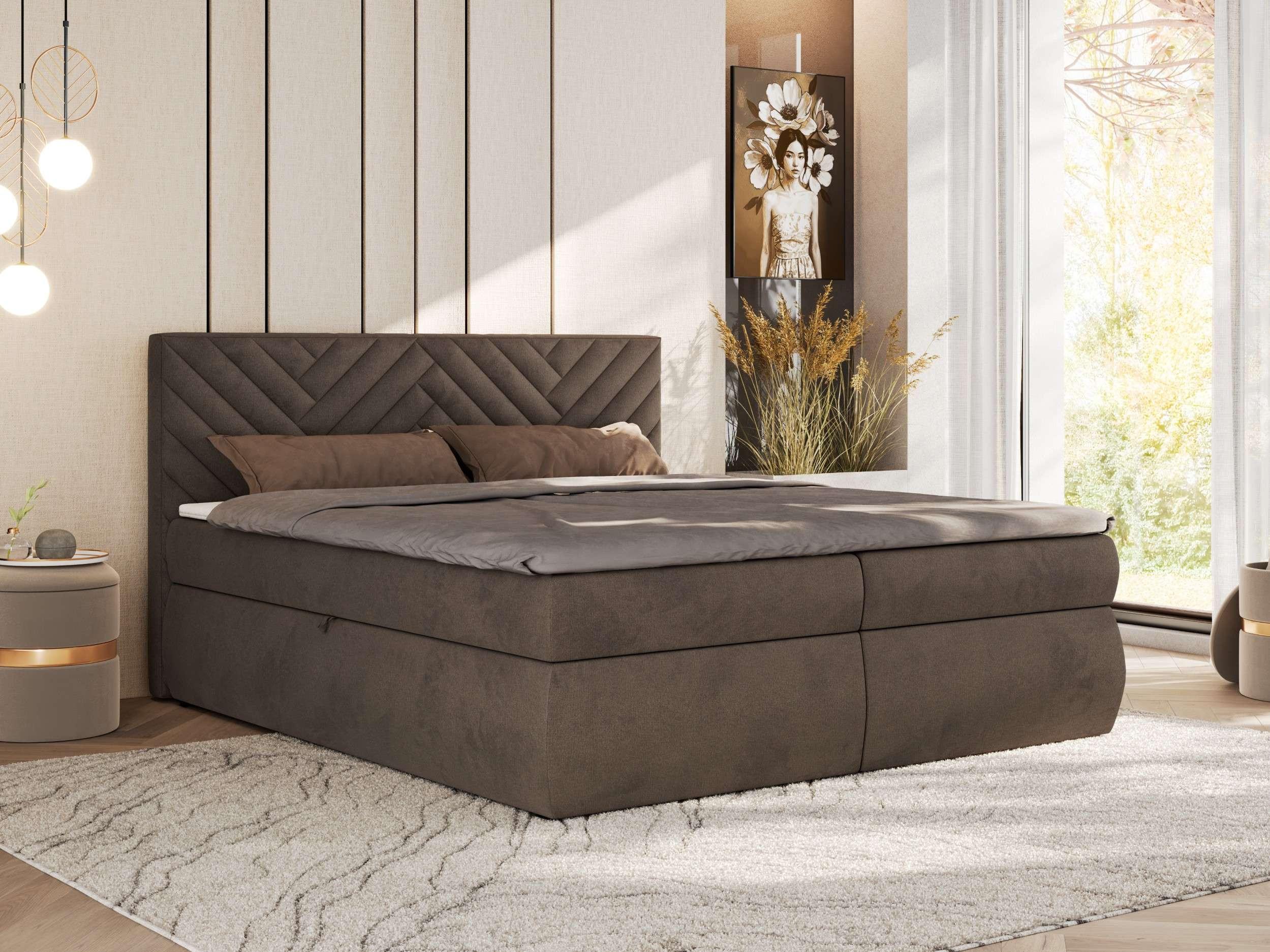 wohnli-moebel-suche-800001511855-1 BOXBETT AVERTA 140/200 - Braun Velvet - H3 Textil MKS Möbel > Betten > Boxspringbetten Braun