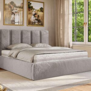 POLSTERBETT SAVINO CLASSIC 140/200 - Hellgrau Plüsch - Pocket-Matratze Textil MKS Möbel > Betten > Polsterbetten Grau