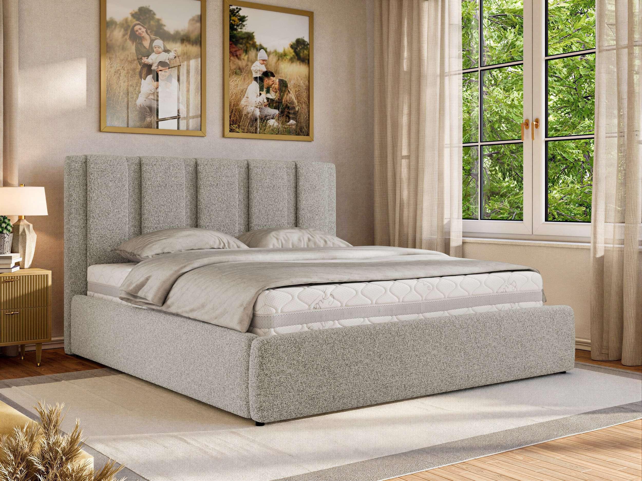 wohnli-moebel-suche-800001512093-1 POLSTERBETT SAVINO CLASSIC 160/200 - Hellgrau Struktur - Pocket-Matratze Textil MKS Möbel > Betten > Polsterbetten Grau