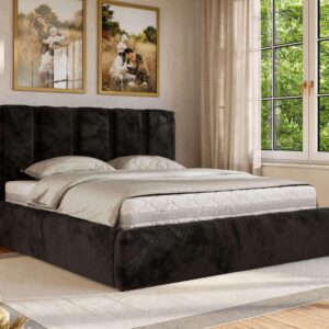 POLSTERBETT SAVINO CLASSIC 140/200 - Schwarz Plüsch - ohne Matratze Textil MKS Möbel > Betten > Polsterbetten Schwarz