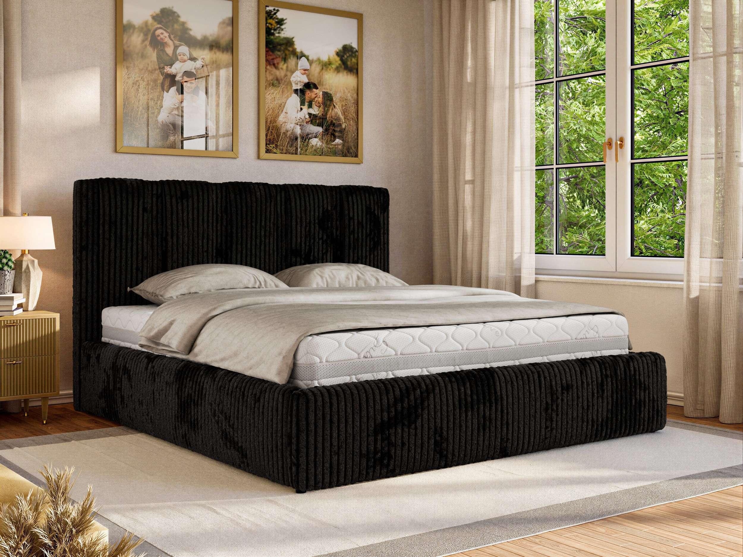 wohnli-moebel-suche-800001512145-1 POLSTERBETT SAVINO CLASSIC 200/200 - Schwarz Cord - ohne Matratze Textil MKS Möbel > Betten > Polsterbetten Schwarz