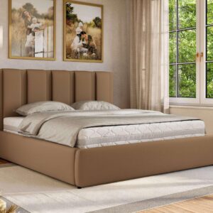 POLSTERBETT SAVINO CLASSIC 140/200 - Braun Kunstleder - Schaum-Matratze Textil MKS Möbel > Betten > Polsterbetten Braun