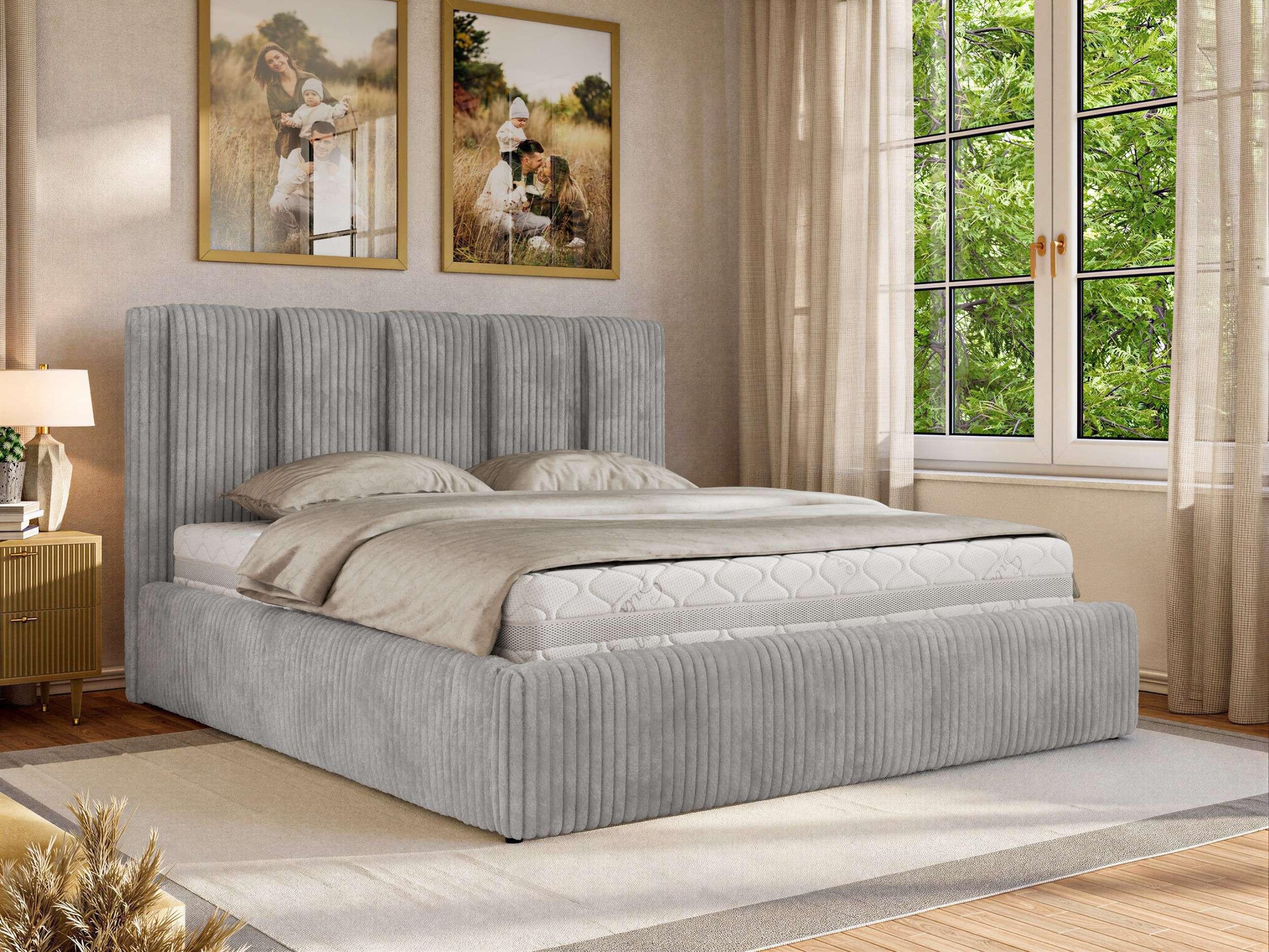 wohnli-moebel-suche-800001512219-1 POLSTERBETT SAVINO CLASSIC 180/200 - Hellgrau Cord - ohne Matratze Textil MKS Möbel > Betten > Polsterbetten Grau