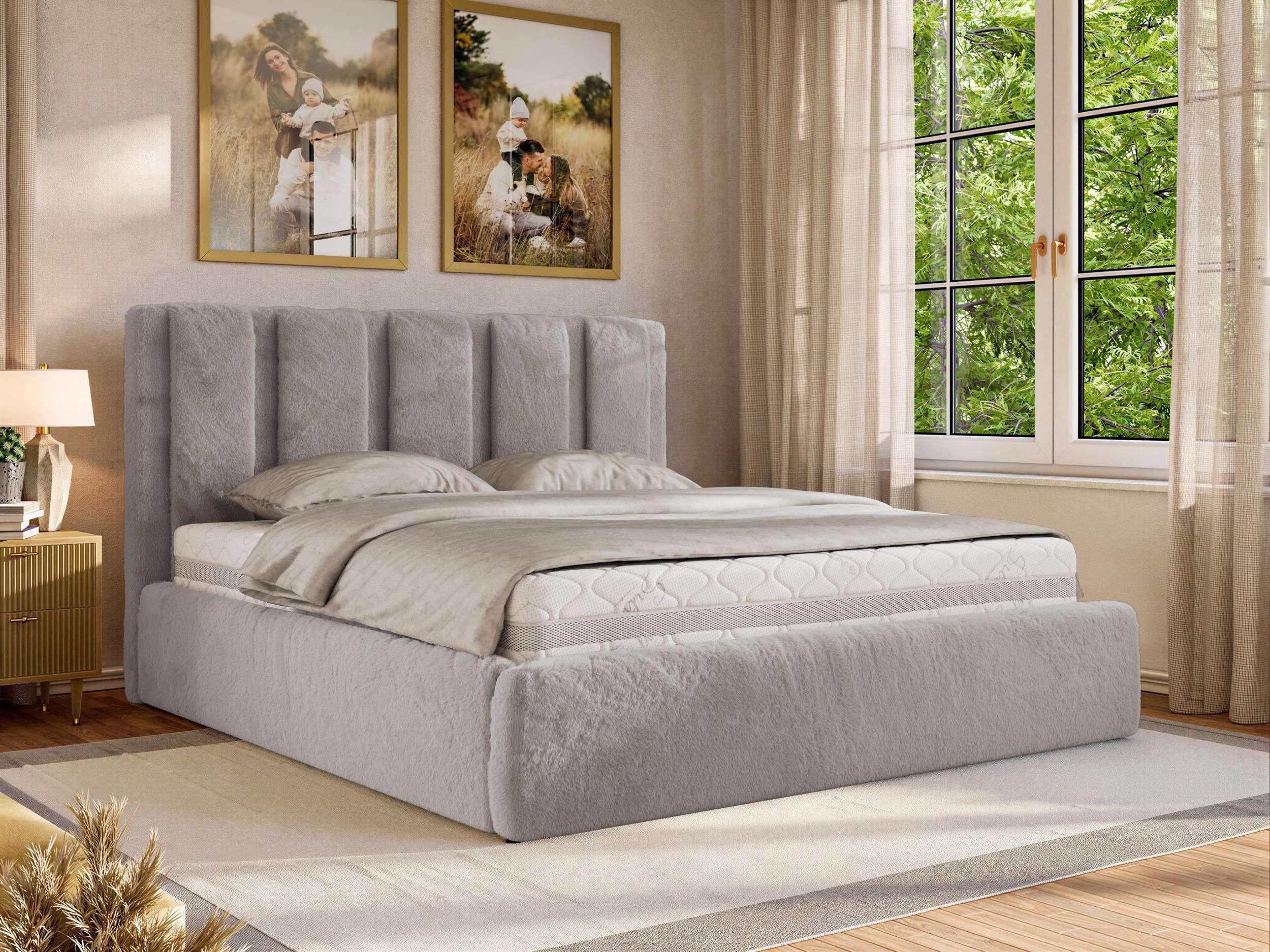 wohnli-moebel-suche-800001512248-1 POLSTERBETT SAVINO CLASSIC 200/200 - Hellgrau Plüsch - Pocket-Matratze Textil MKS Möbel > Betten > Polsterbetten Grau