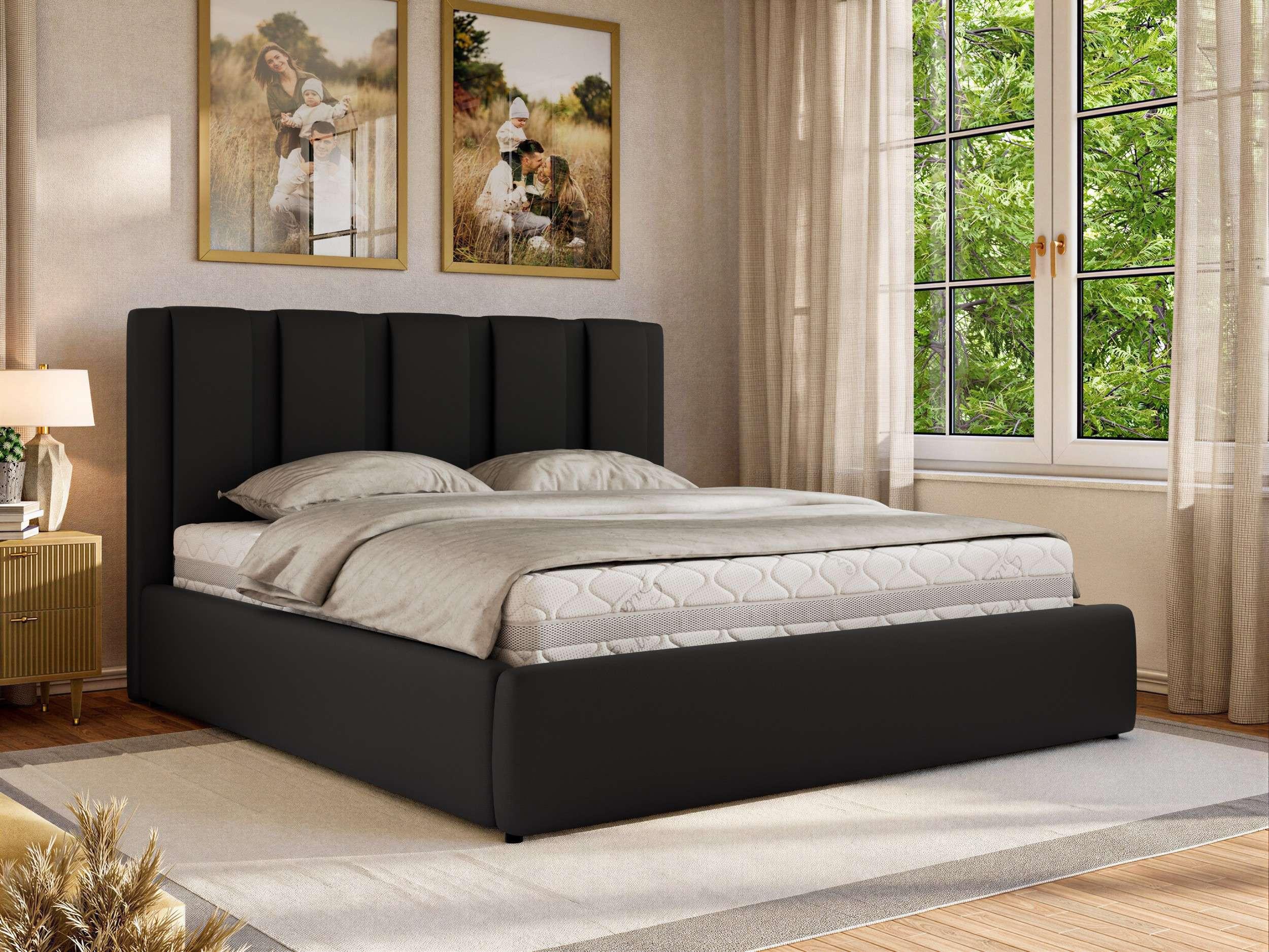 wohnli-moebel-suche-800001512278-1 POLSTERBETT SAVINO CLASSIC 180/200 - Schwarz Kunstleder - Schaum-Matratze Textil MKS Möbel > Betten > Polsterbetten Schwarz