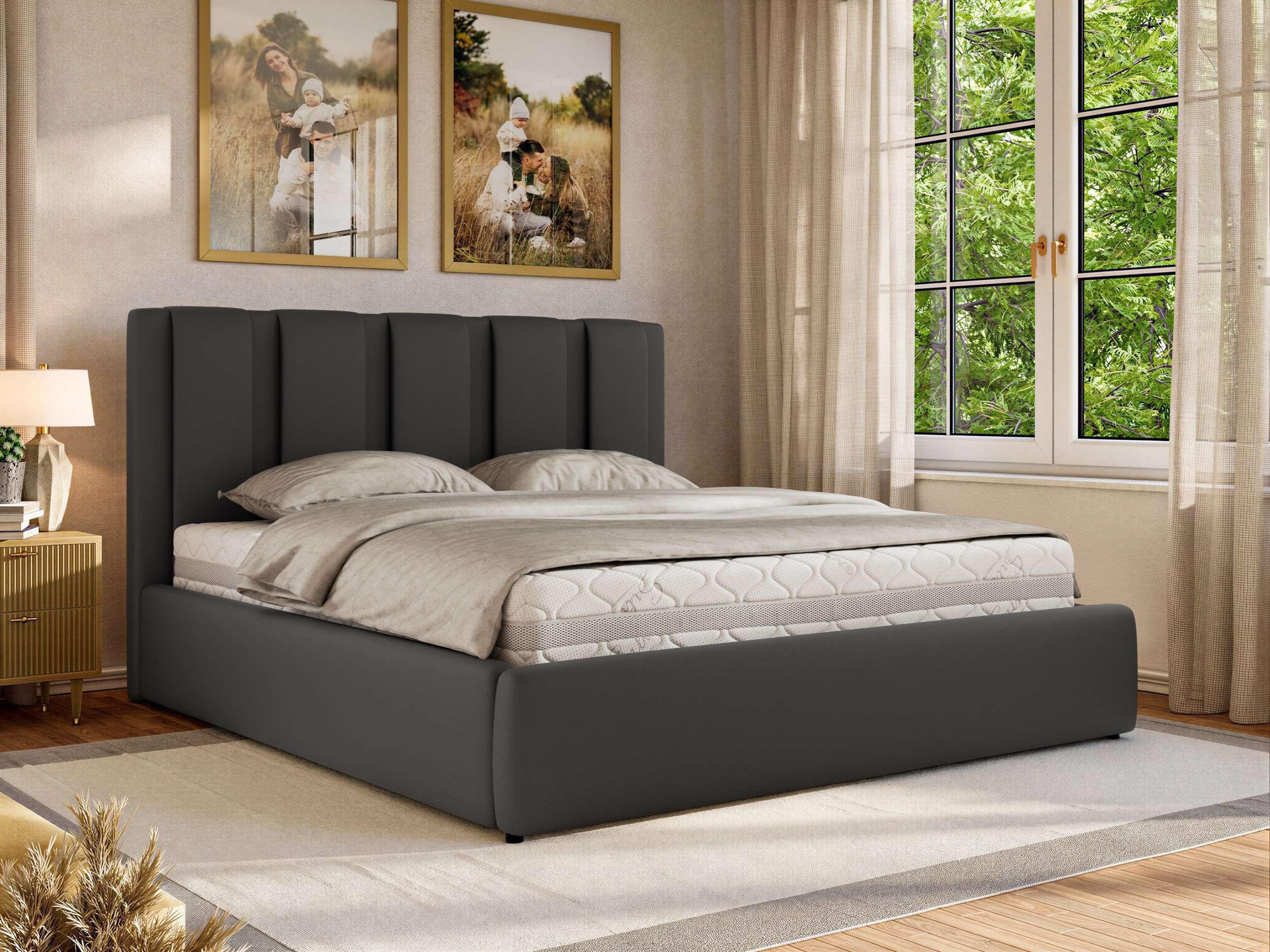 wohnli-moebel-suche-800001512296-1 POLSTERBETT SAVINO CLASSIC 180/200 - Grau Kunstleder - Multipocket-Matratze Textil MKS Möbel > Betten > Polsterbetten Grau