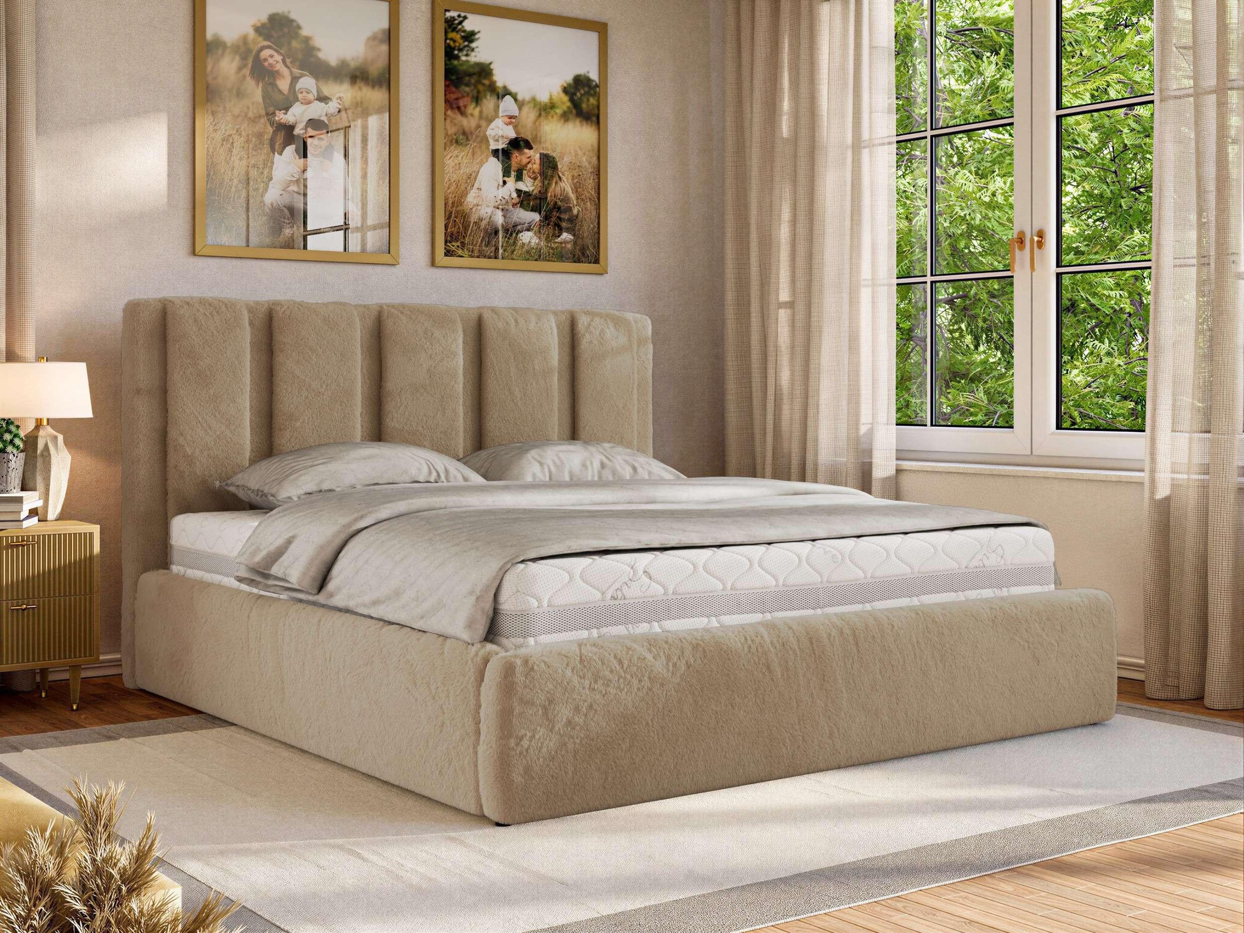 wohnli-moebel-suche-800001512424-1 POLSTERBETT SAVINO CLASSIC 160/200 - Beige Plüsch - ohne Matratze Textil MKS Möbel > Betten > Polsterbetten Beige