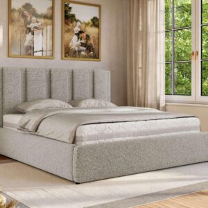 POLSTERBETT SAVINO CLASSIC 140/200 - Hellgrau Struktur - Schaum-Matratze Textil MKS Möbel > Betten > Polsterbetten Grau
