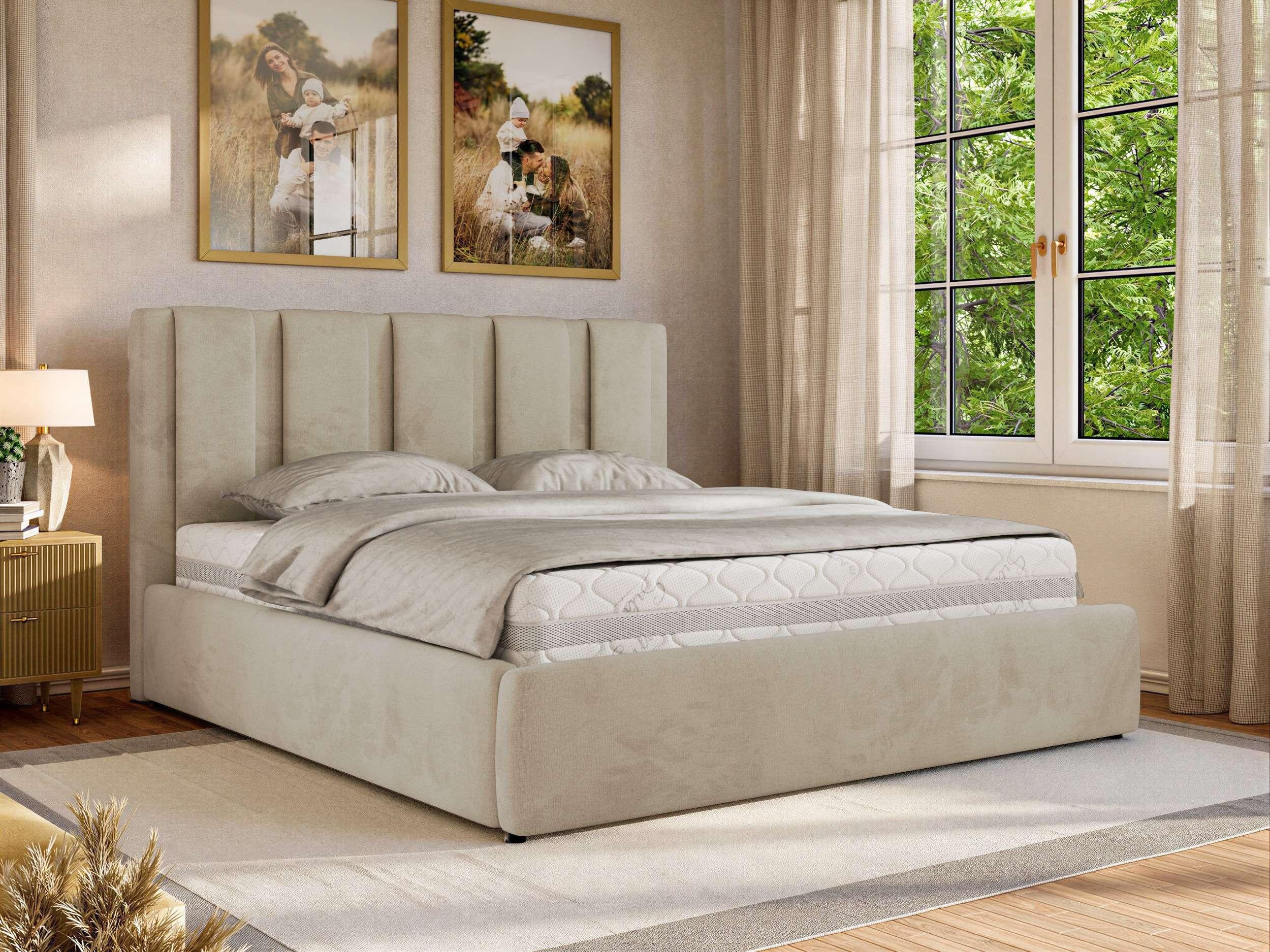 wohnli-moebel-suche-800001512627-1 POLSTERBETT SAVINO CLASSIC 180/200 - Beige Velvet - Multipocket-Matratze Textil MKS Möbel > Betten > Polsterbetten Beige