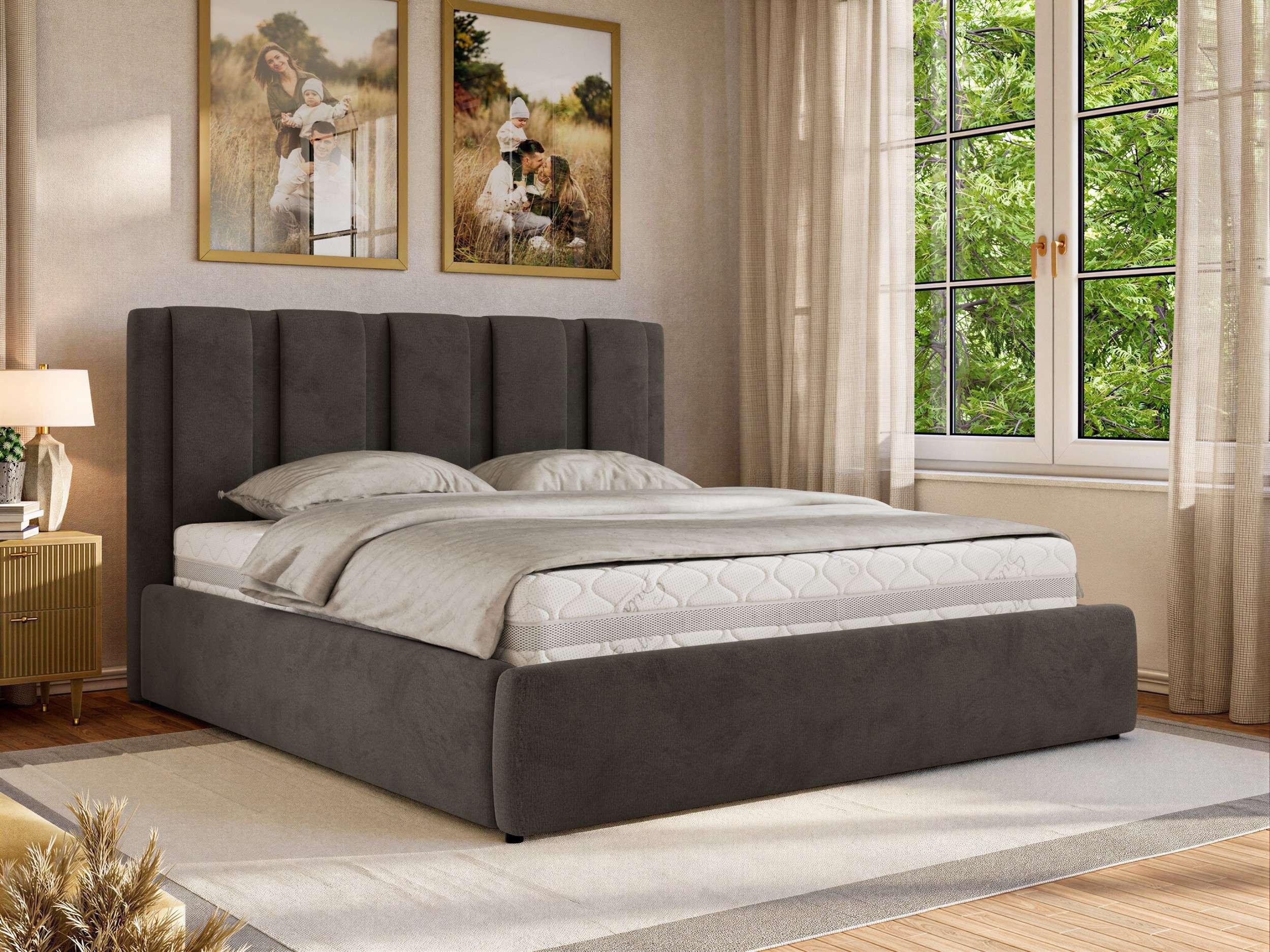 wohnli-moebel-suche-800001512663-1 POLSTERBETT SAVINO CLASSIC 200/200 - Dunkelgrau Velvet - Schaum-Matratze Textil MKS Möbel > Betten > Polsterbetten Grau