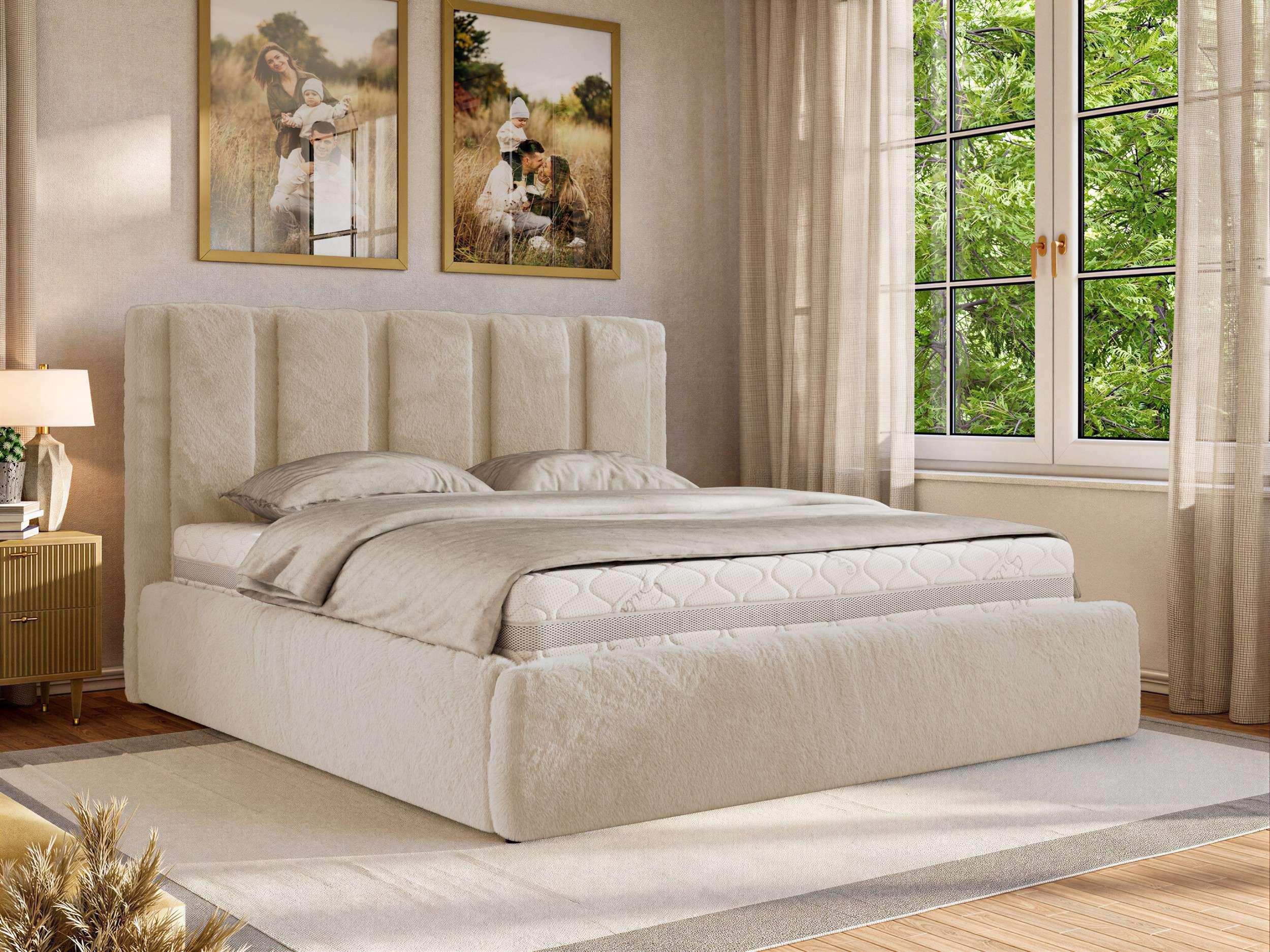POLSTERBETT SAVINO CLASSIC 200/200 - Creme Plüsch - Multipocket-Matratze Textil MKS Möbel > Betten > Polsterbetten Weiß