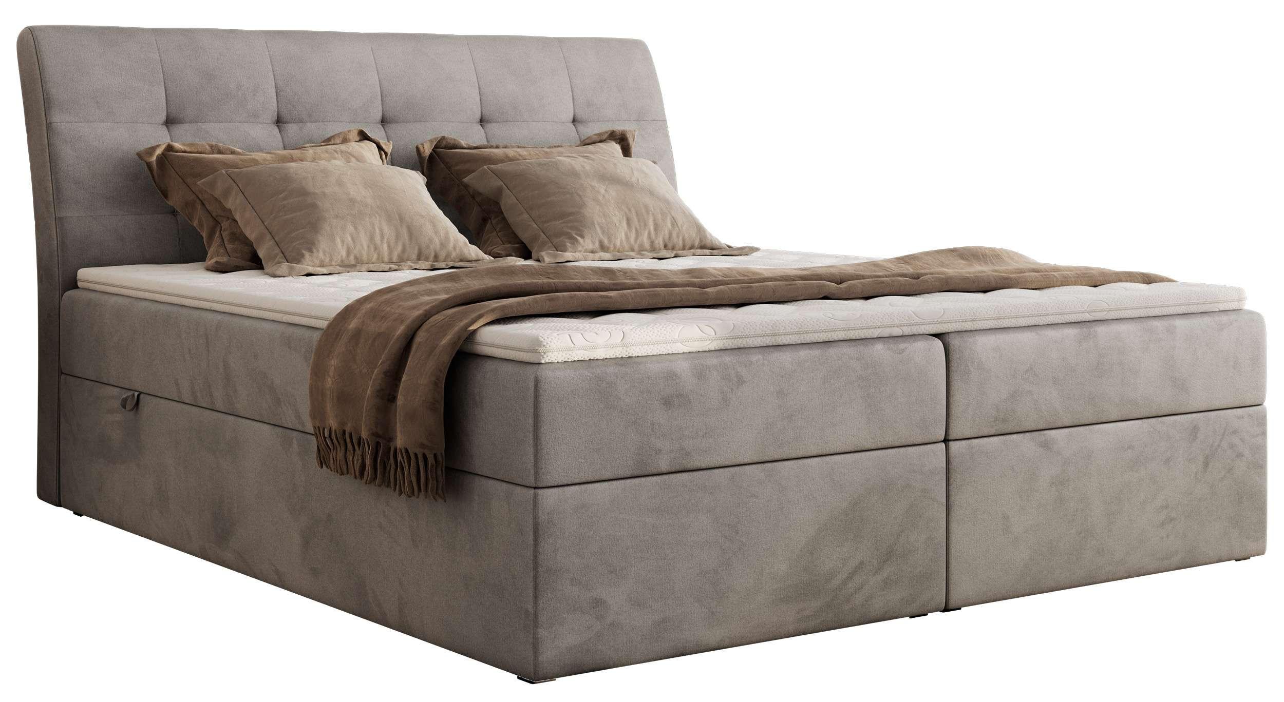wohnli-moebel-suche-800001512878 Wohnli Möbelsuche - BOXBETT DAGOS 120/200 - Hellgrau Velvet - H4 - Topper T25