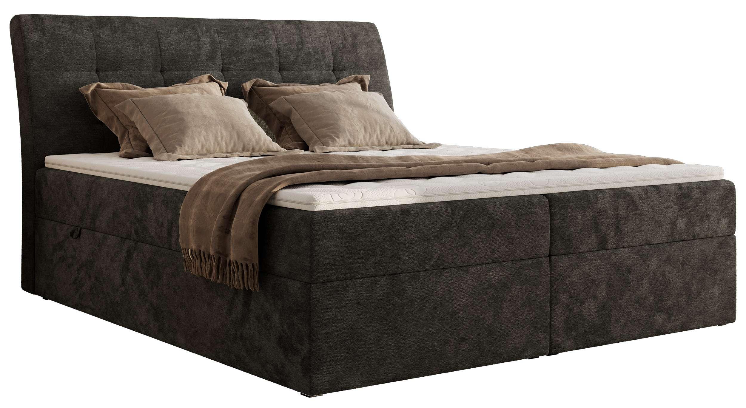wohnli-moebel-suche-800001512899 Wohnli Möbelsuche - BOXBETT DAGOS 200/200 - Dunkelgrau Schenille glatt - H4 - Topper T25