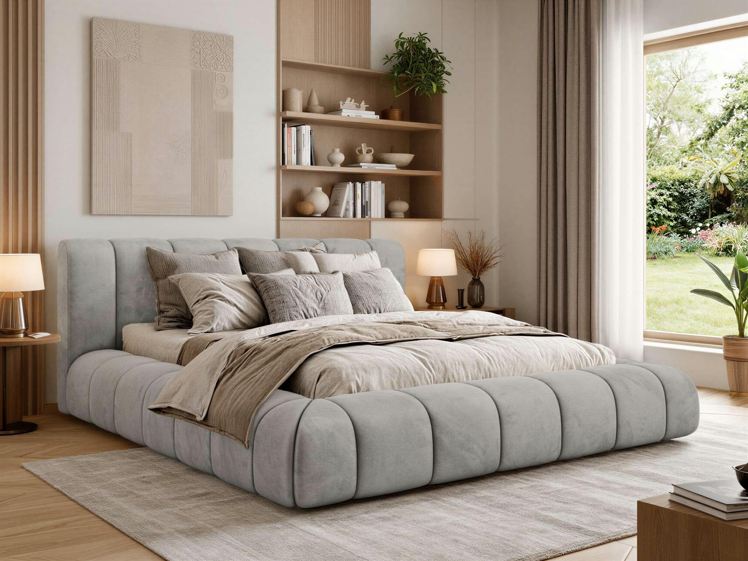 wohnli-moebel-suche-800001513328-1 POLSTERBETT NUBEA CLASSIC 160/200 - Hellgrau Velvet - ohne Matratze Textil MKS Möbel > Betten > Polsterbetten Grau