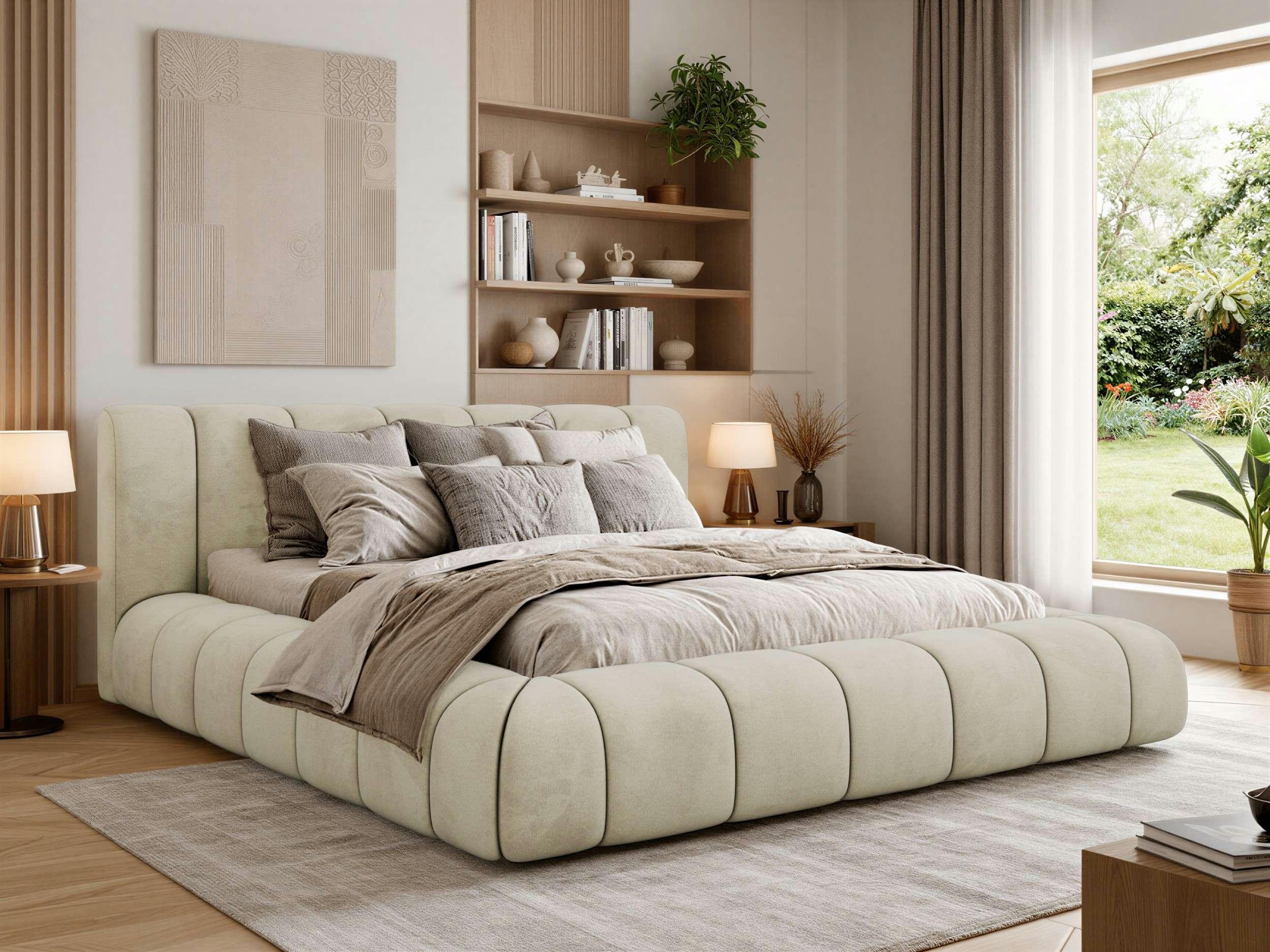wohnli-moebel-suche-800001513337-1 POLSTERBETT NUBEA CLASSIC 200/200 - Beige Velvet - ohne Matratze Textil MKS Möbel > Betten > Polsterbetten Beige