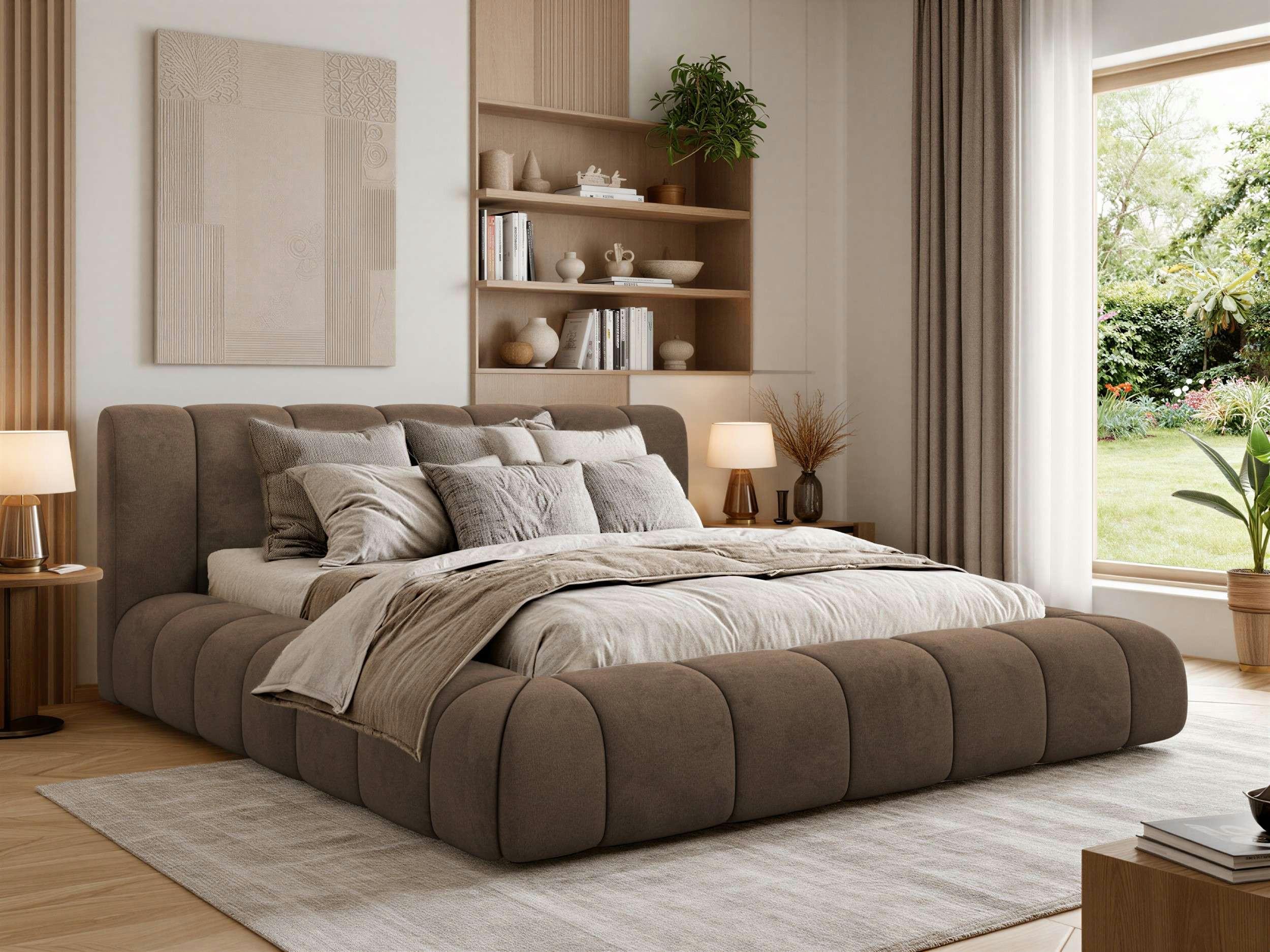 POLSTERBETT NUBEA CLASSIC 200/200 - Braun Velvet - Pocket-Matratze Textil MKS Möbel > Betten > Polsterbetten Braun