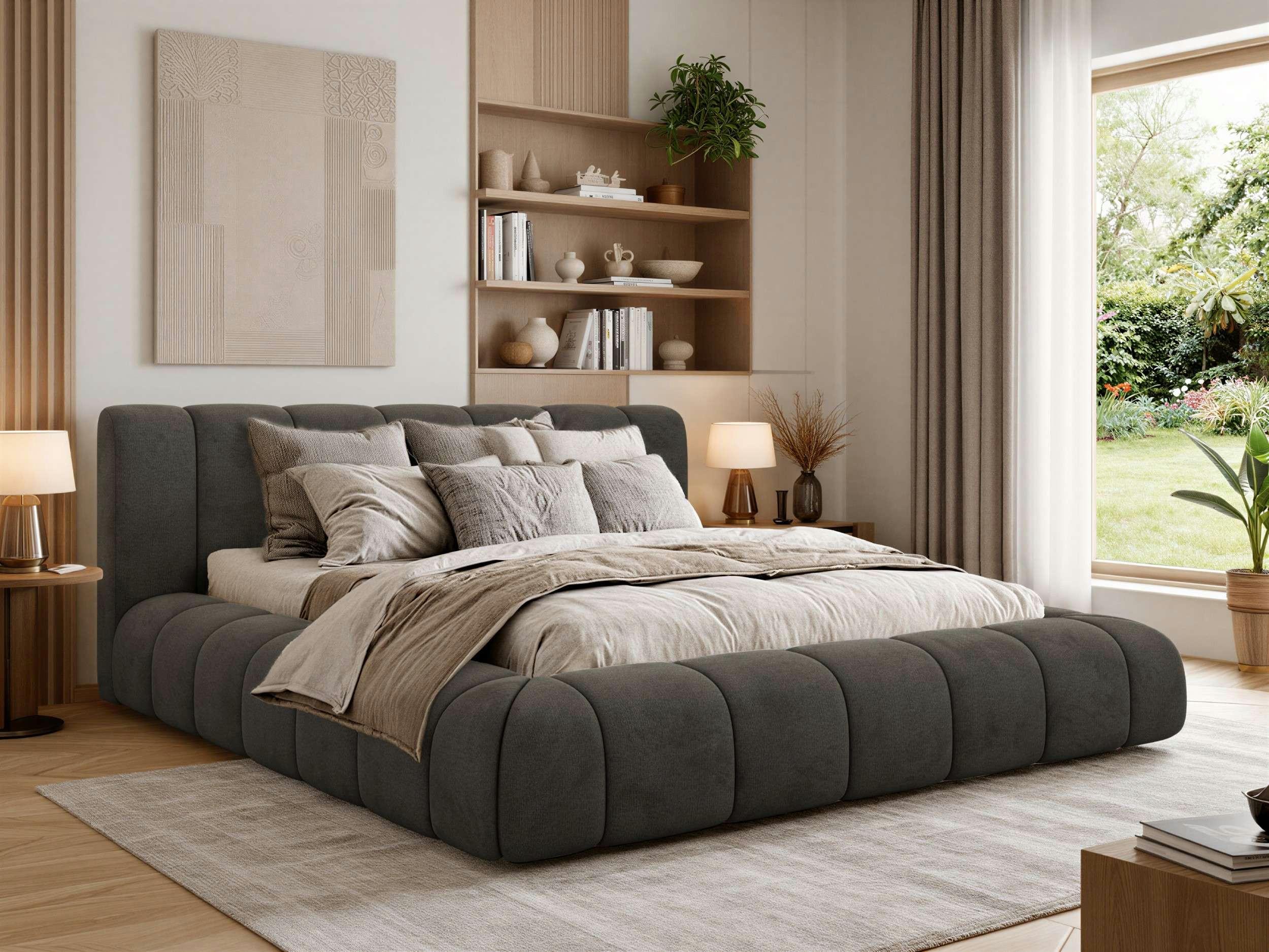 wohnli-moebel-suche-800001513369-1 POLSTERBETT NUBEA CLASSIC 160/200 - Dunkelgrau Velvet - ohne Matratze Textil MKS Möbel > Betten > Polsterbetten Grau