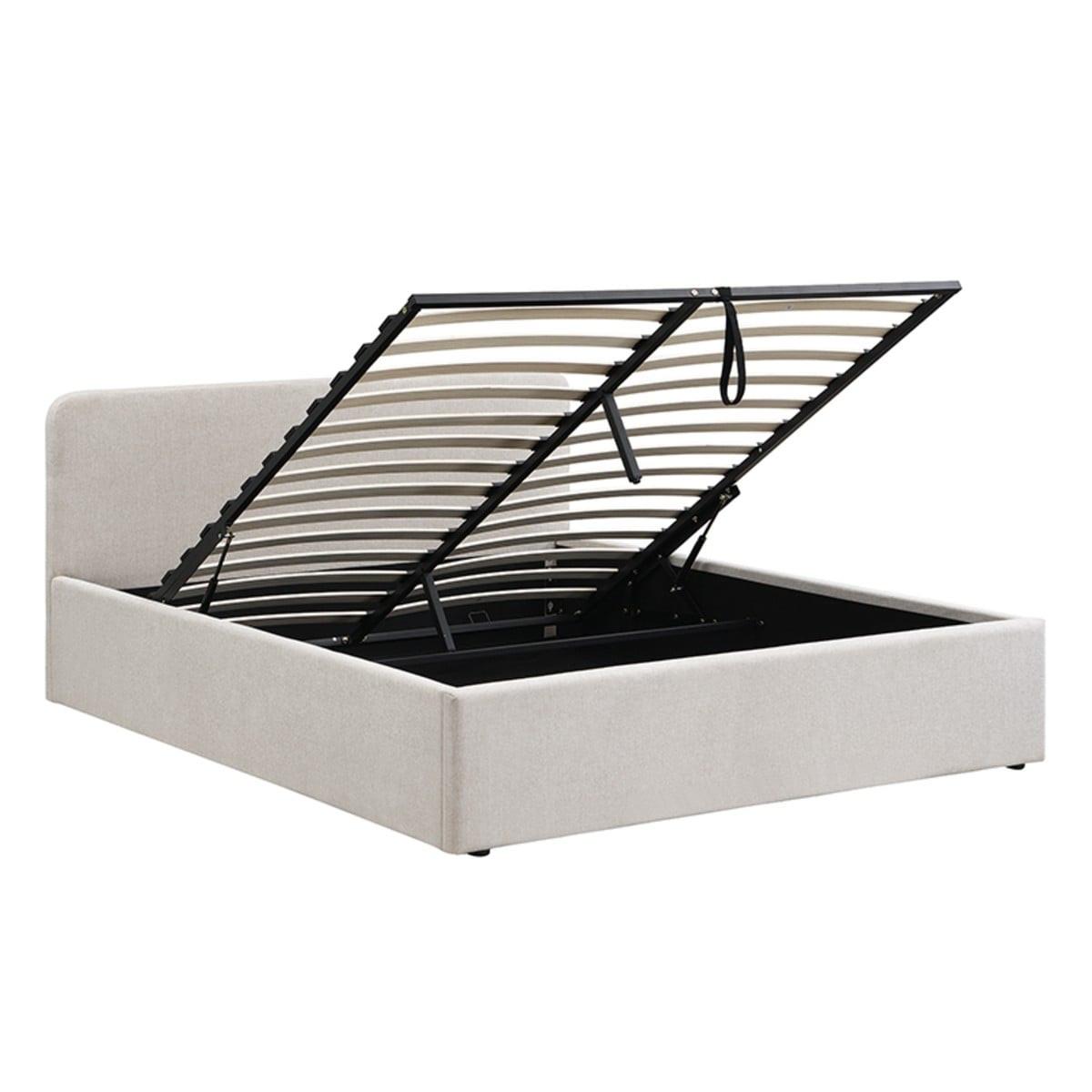 wohnli-moebel-suche-800001514460 Wohnli Möbelsuche - BETT mit Stauraum 140 x 190 cm mit Kopfteil aus grauem Stoff 150/88/205 cm